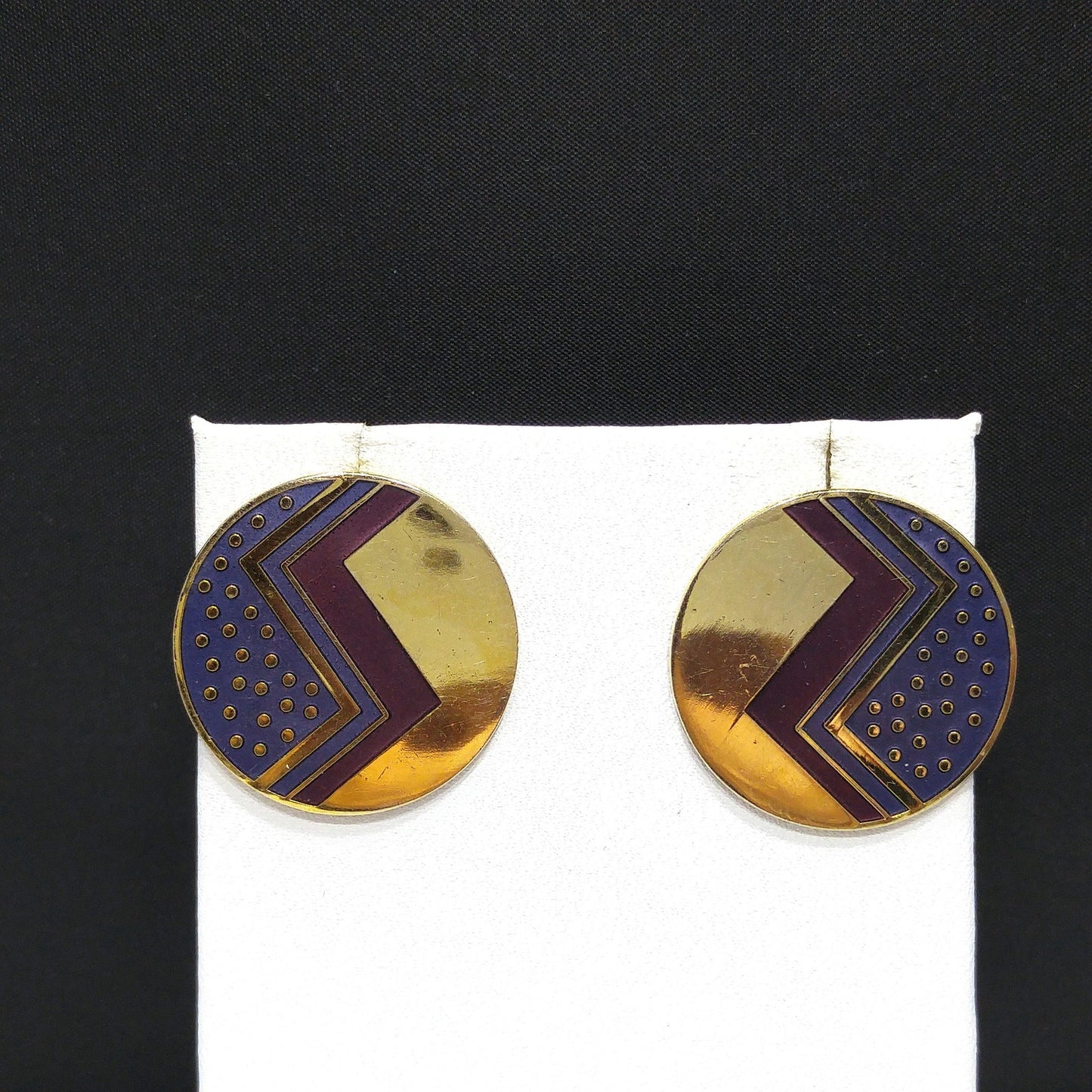 Vintage Laurel Burch Cloisonne Enamel Post Earrings, Gold Plated