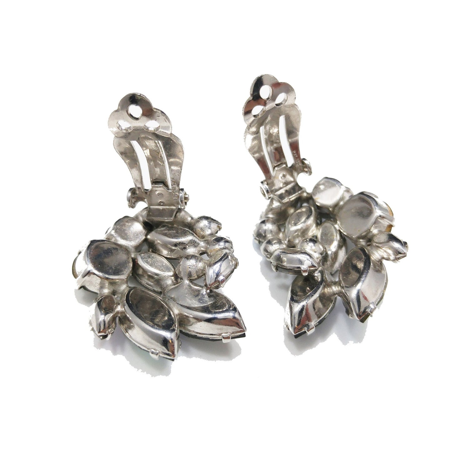 Sherman Black Diamond Rhinestone Earrings, Aurora Borealis, 1960s Vintage Jewelry