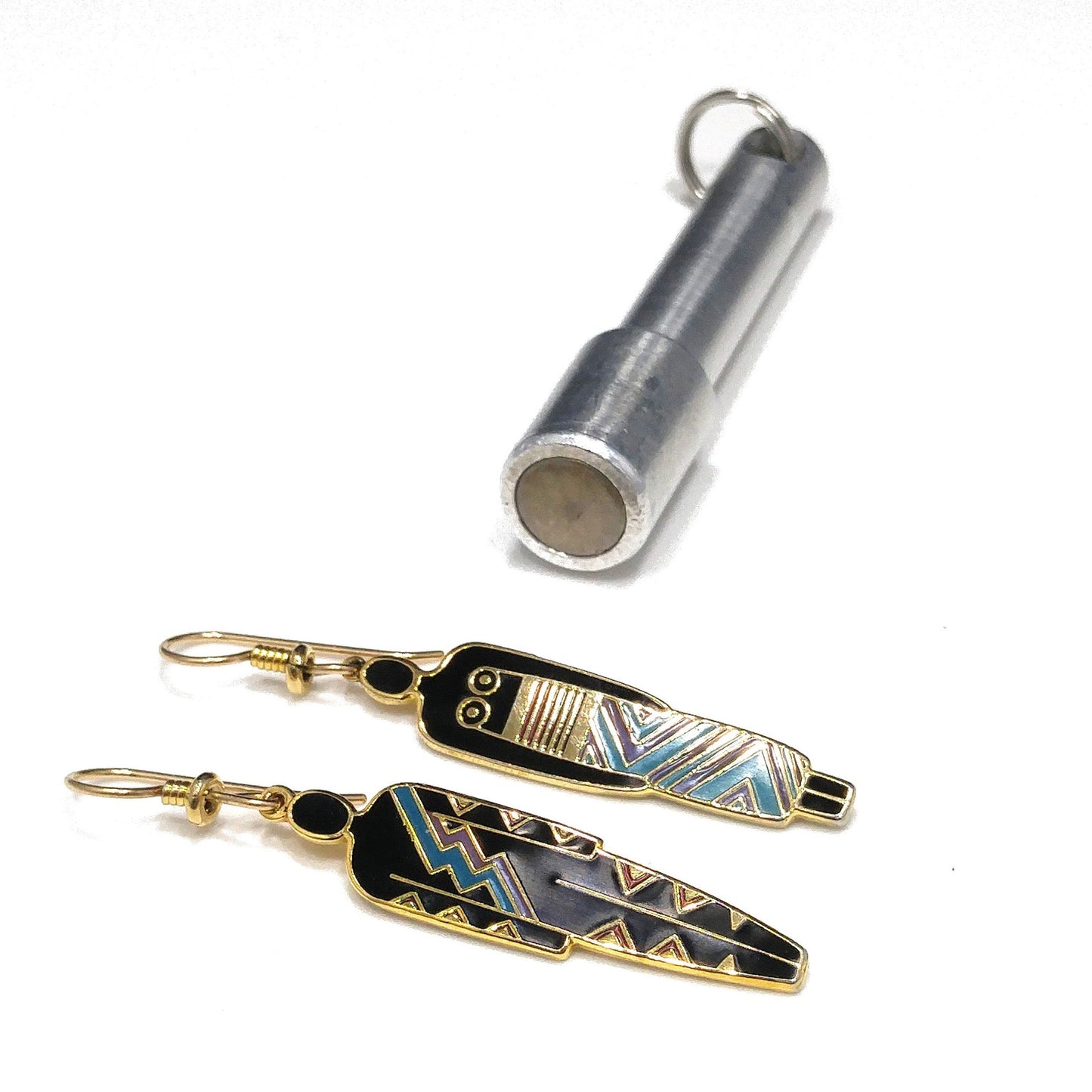 Laurel Burch "Man" & "Woman" Tribal Earrings, Gold Plated, 1980s Vintage Jewelry