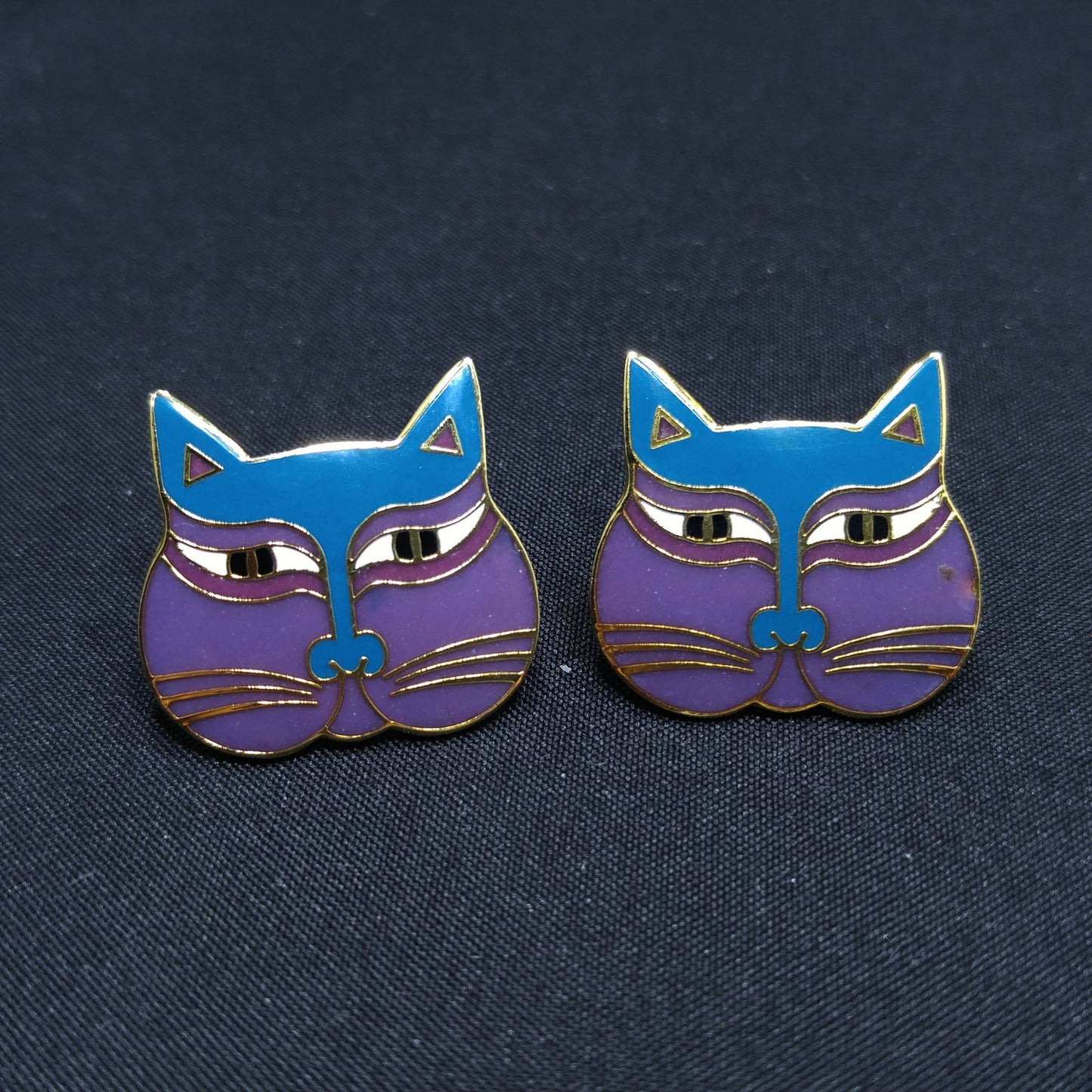 Laurel Burch "Siamese Cats" Post Earrings, 1980s Vintage Jewelry