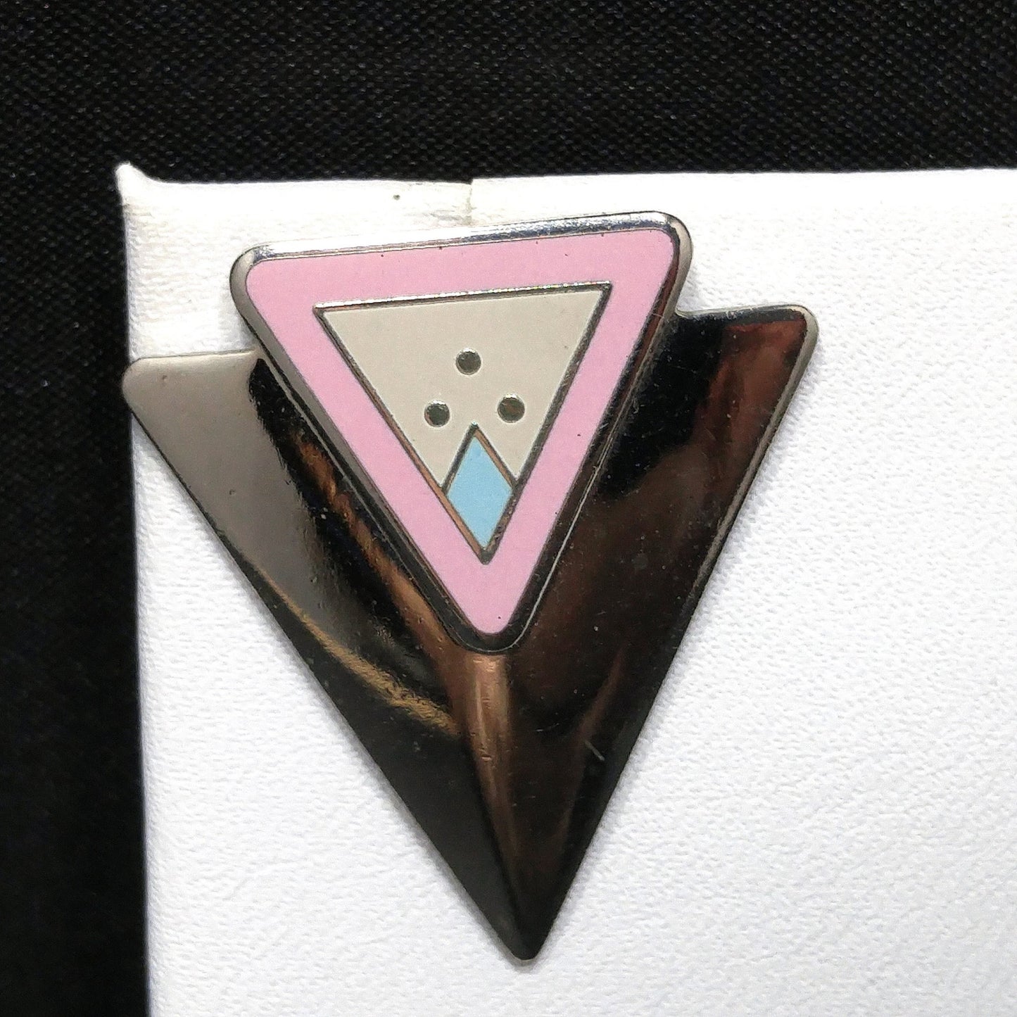 Vintage Laurel Burch "Anne" Triangle Post Earrings, Rhodium Plated, 1980s