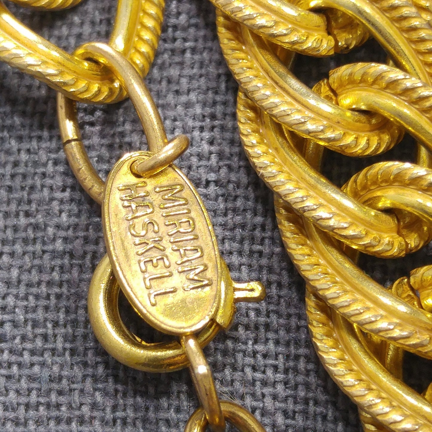 Miriam Haskell Gold Plated Chain Necklace, Large Links, 57 Inches, 1950s Vintage Jewelry