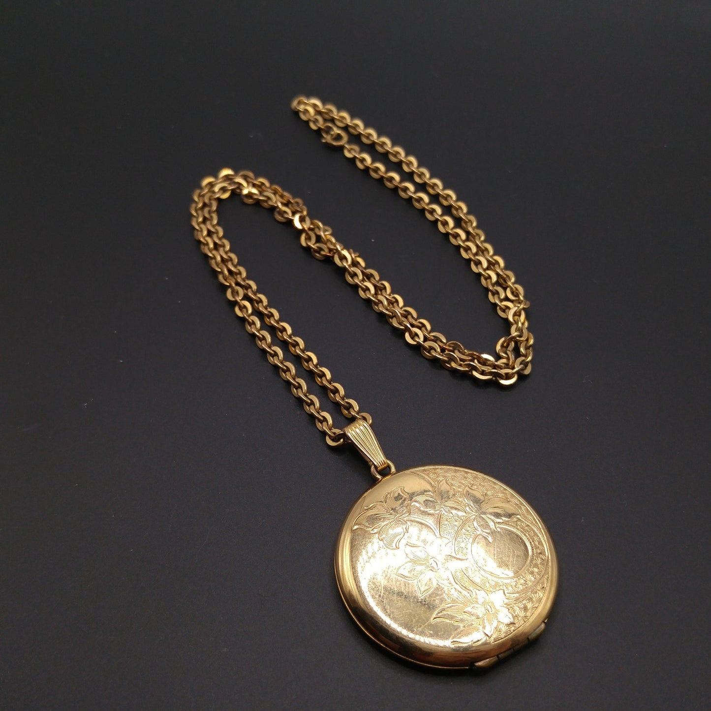 Danecraft Gold Filled Photo Locket Necklace, 12K GF, Early 1950s Vintage Jewelry