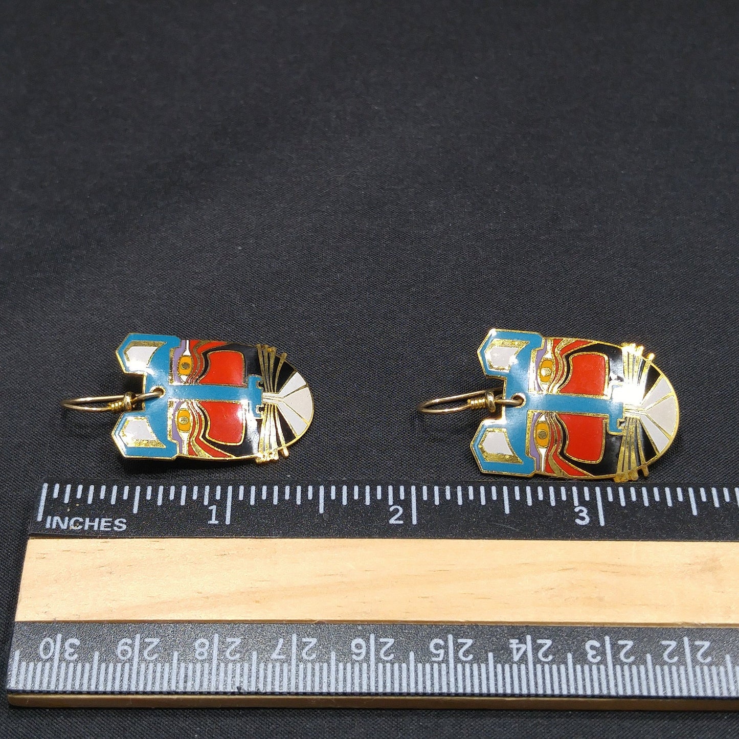 Laurel Burch "Miikio" Earrings, Gold Plated Enamel Large Cat Faces, 1980s Vintage Jewelry