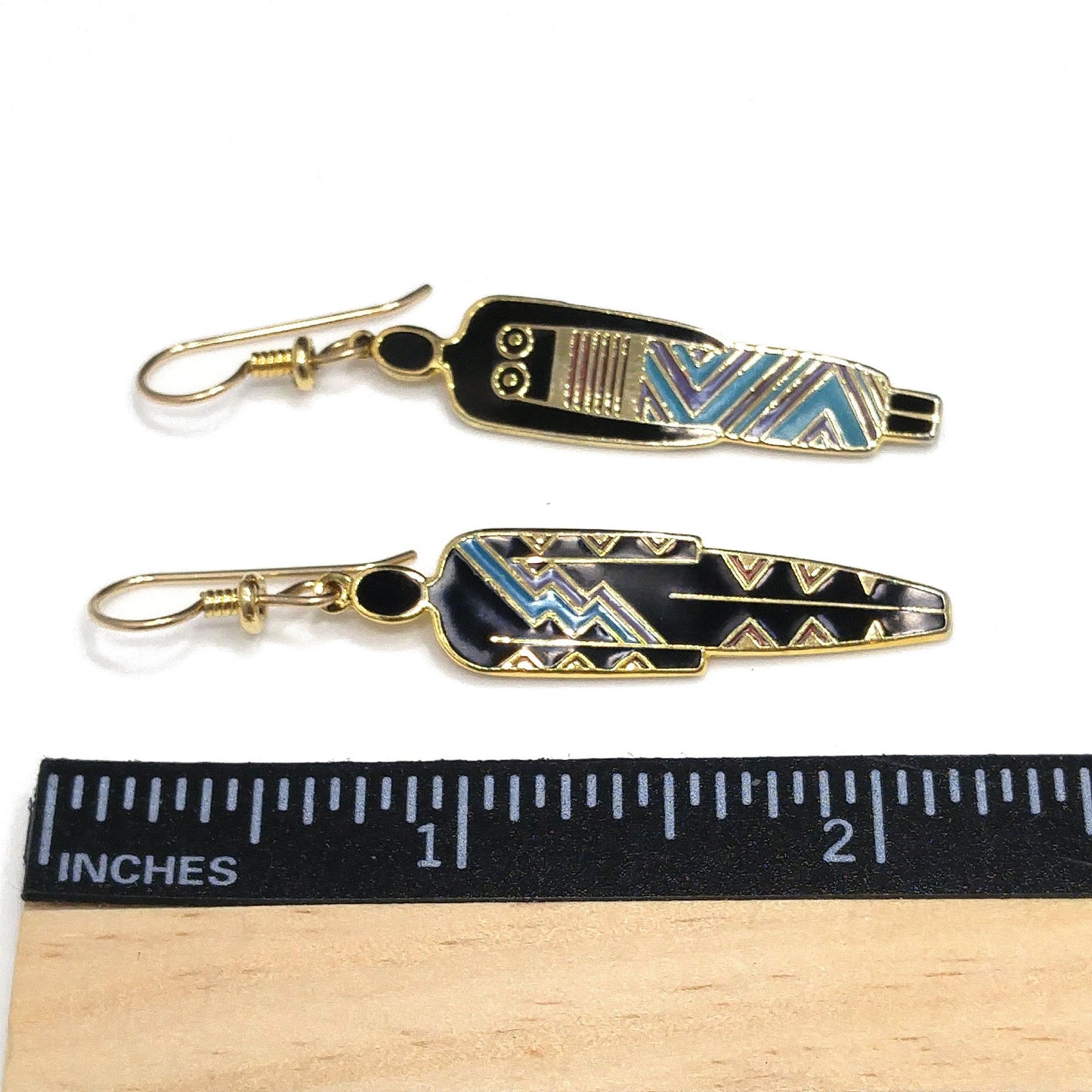 Laurel Burch "Man" & "Woman" Tribal Earrings, Gold Plated, 1980s Vintage Jewelry