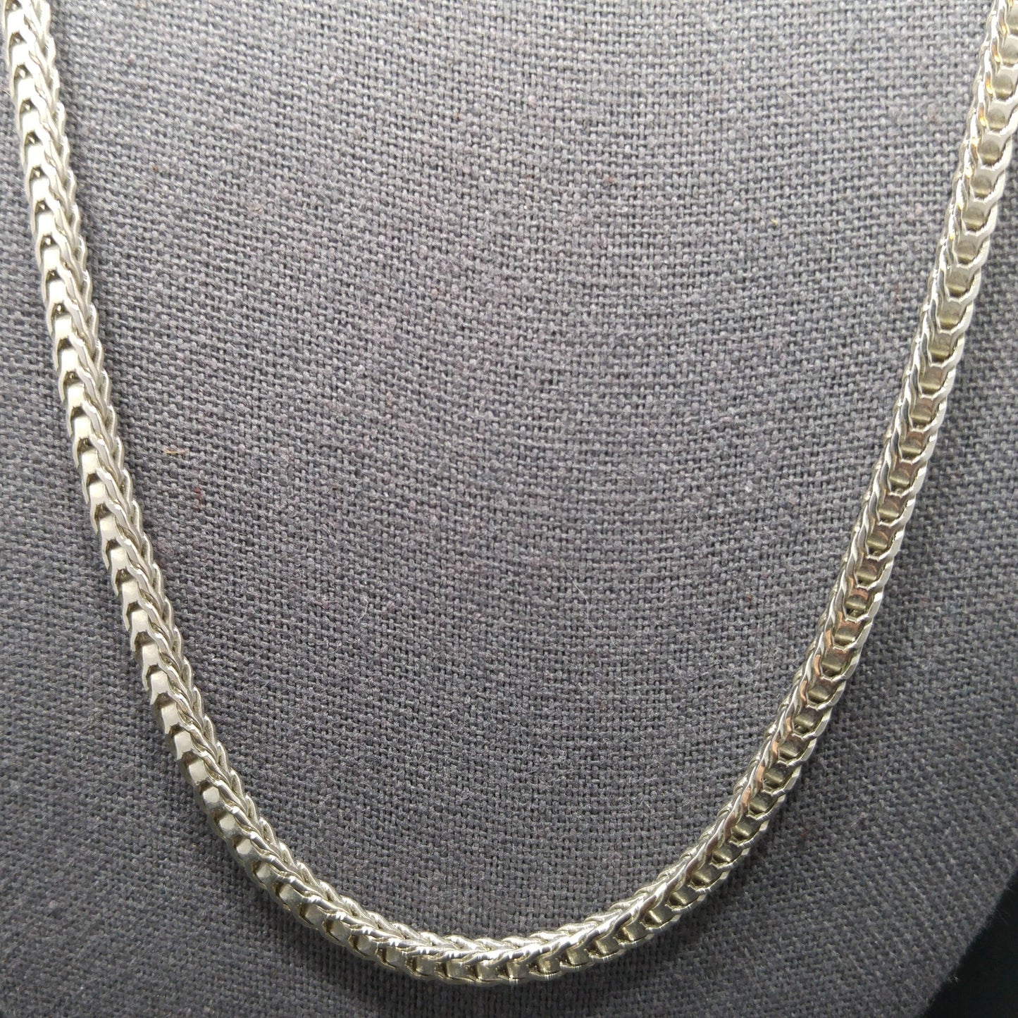 Monet Wheat Chain Necklace, Rhodium Plated, 24 Inches, 1980s Vintage Jewelry