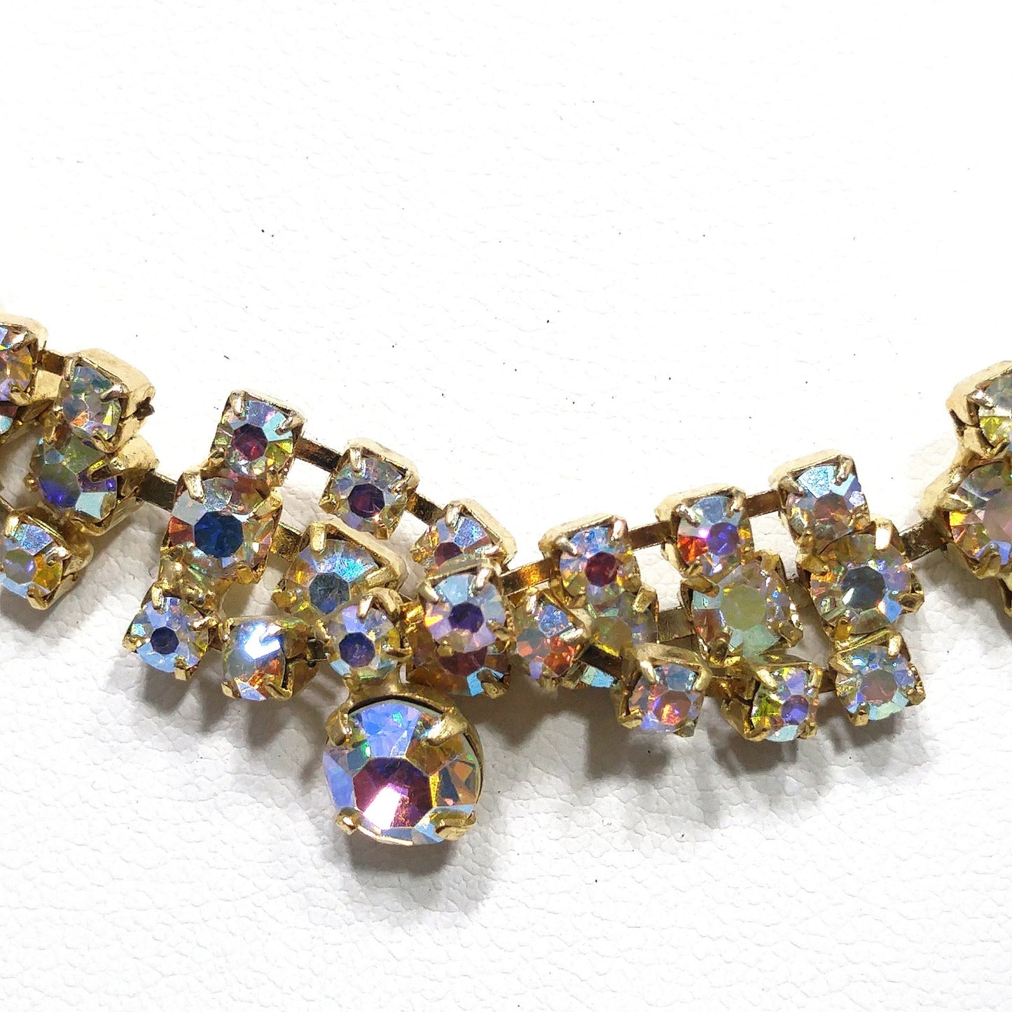 Aurora Borealis Rhinestone Choker Necklace, 1960s Vintage Jewelry