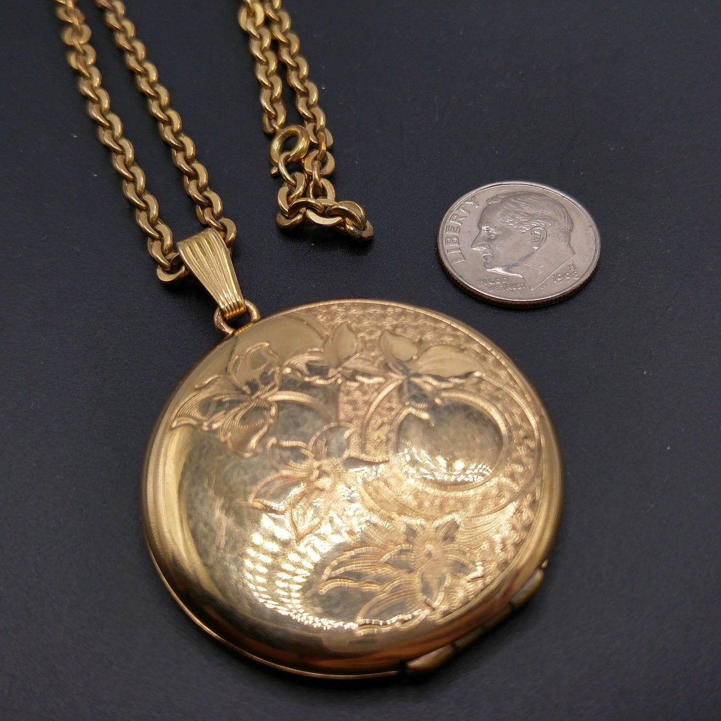 Danecraft Gold Filled Photo Locket Necklace, 12K GF, Early 1950s Vintage Jewelry