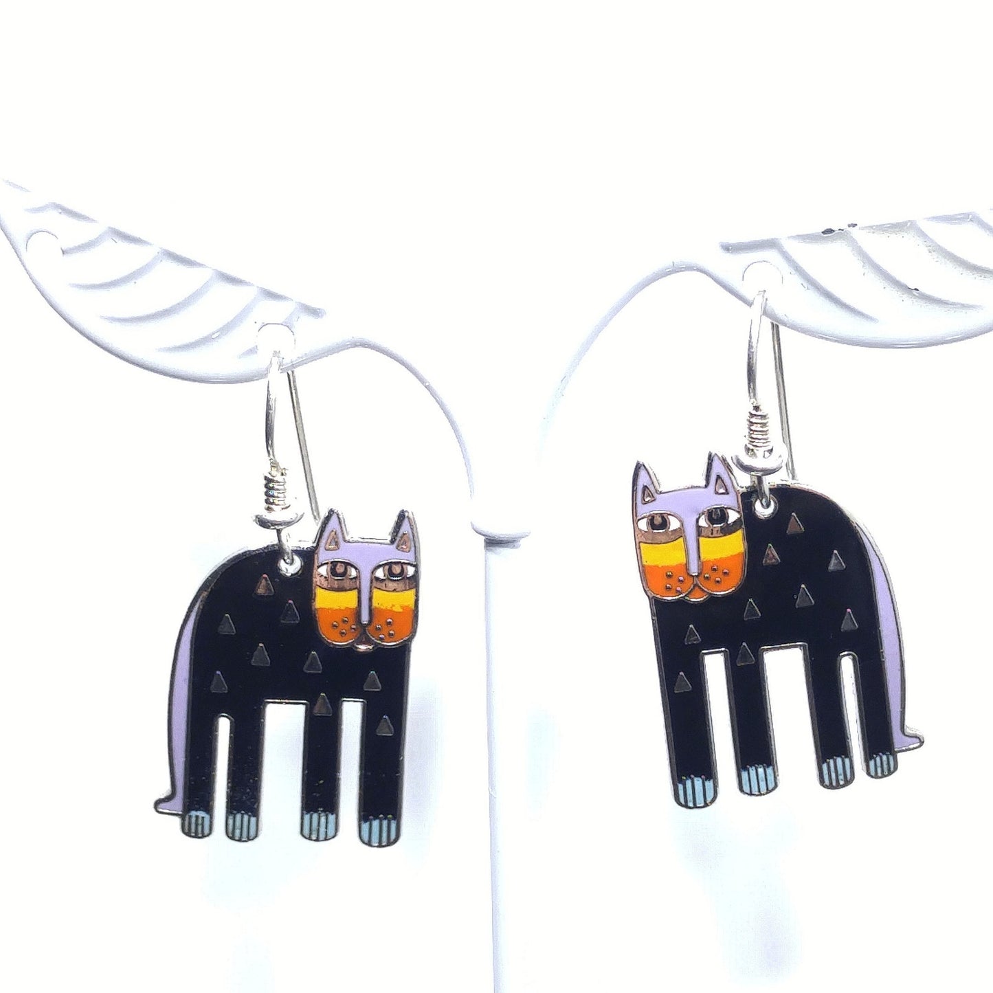 Laurel Burch "Alexander's Animal" Cat Earrings, Gold Plated, 1980s Vintage
