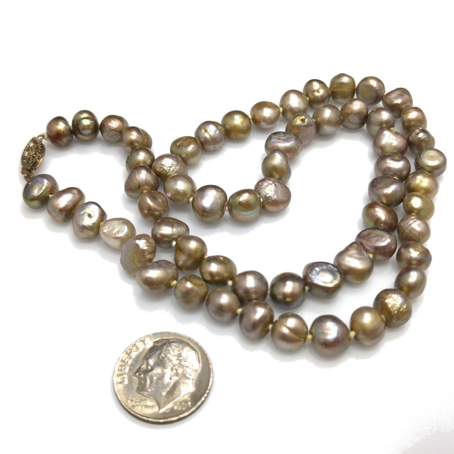 Fresh Water Pearl Necklace, Hand Knotted, Vintage Jewelry