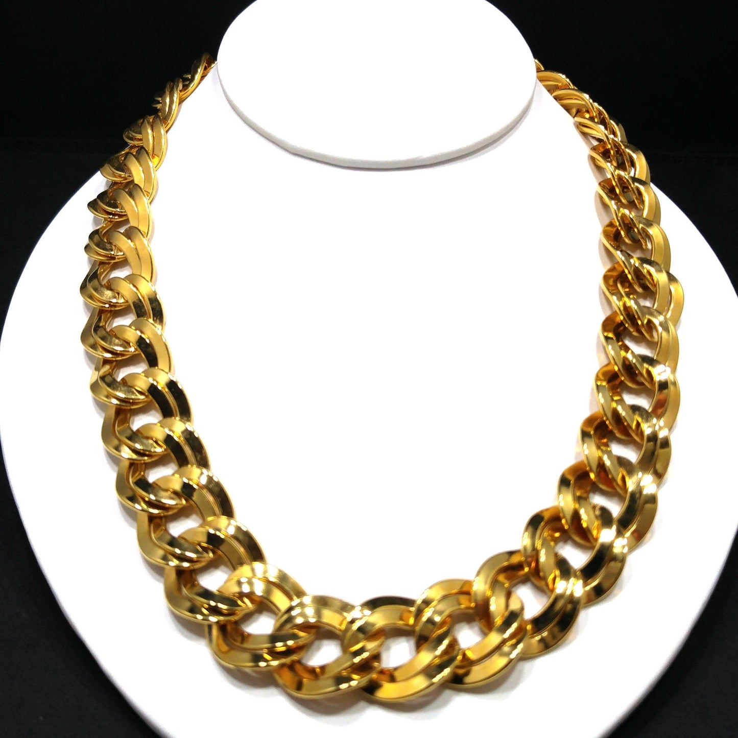 Monet Chunky Necklace Bracelet Brooch Earrings Set, Gold Plated, 1980s Vintage Jewelry