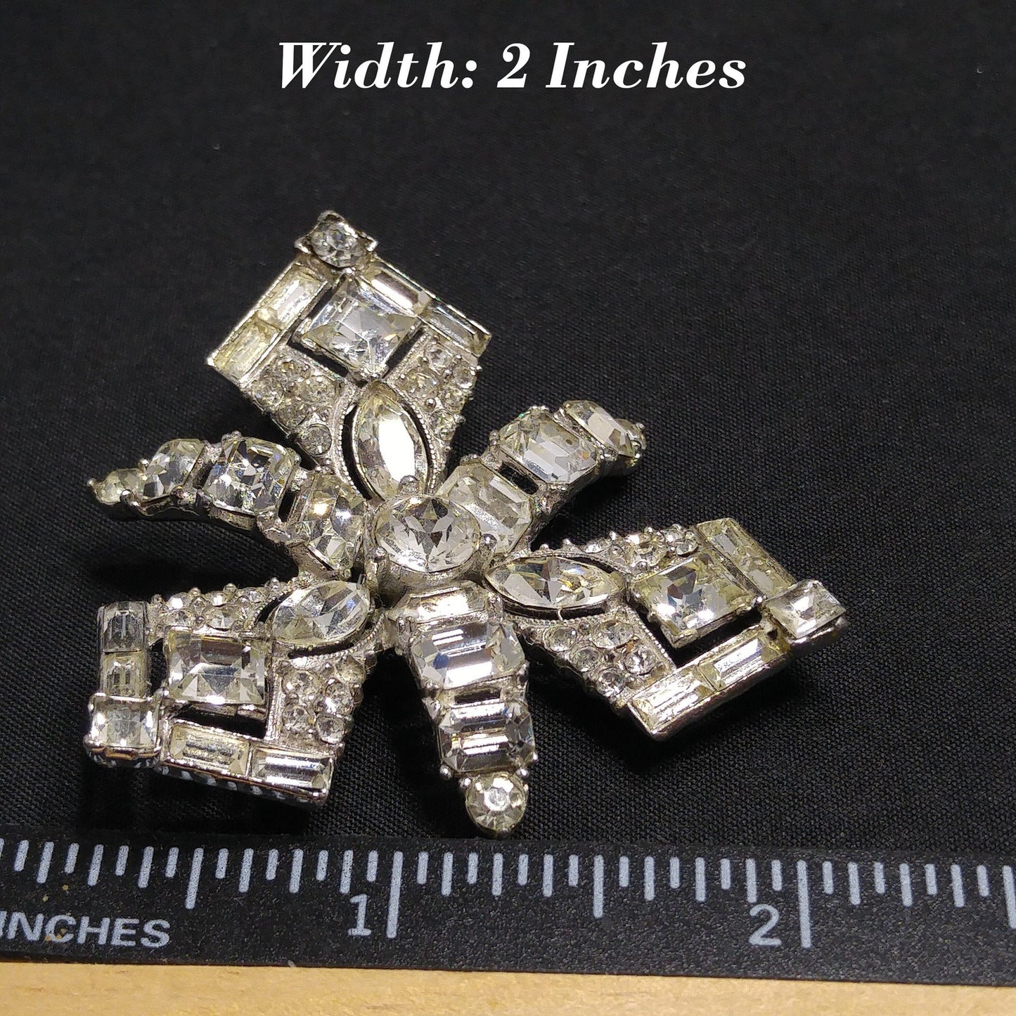 Bogoff Clear Rhinestone Wedding Brooch, Rhodium Plated, 1950s Vintage Jewelry