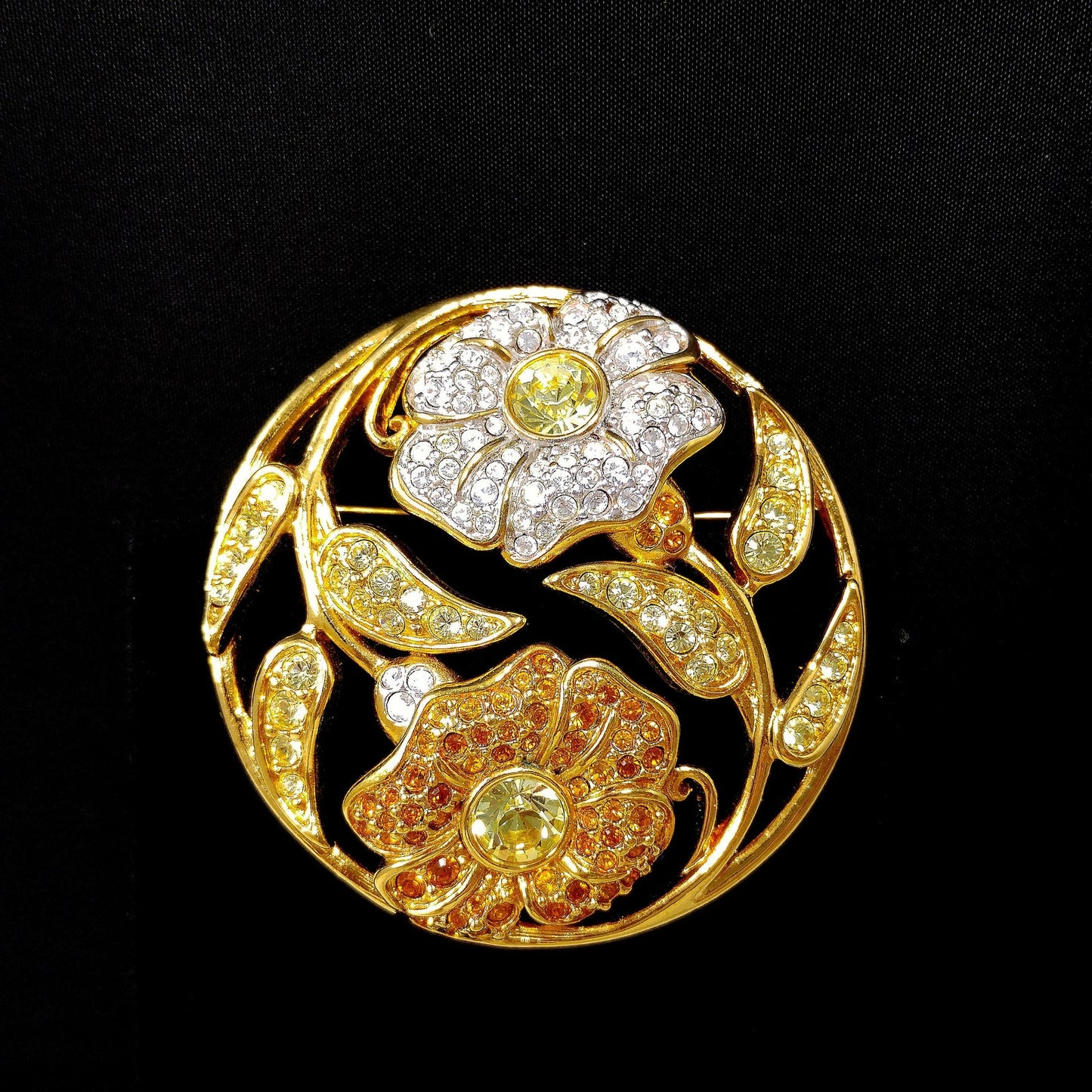 Swarovski Rhinestone Harmony Brooch, "Garden of Tranquility", Gold Plated, 2001 Vintage Jewelry