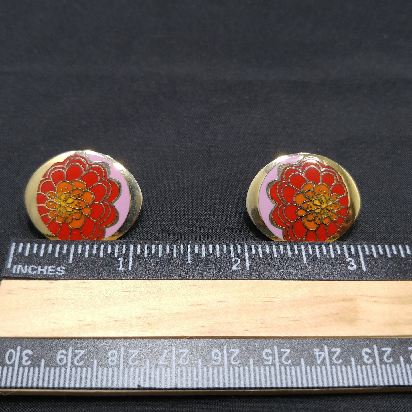 Laurel Burch "IMAI" Floral Post Earrings, Gold Plated, 1980s Vintage Jewelry
