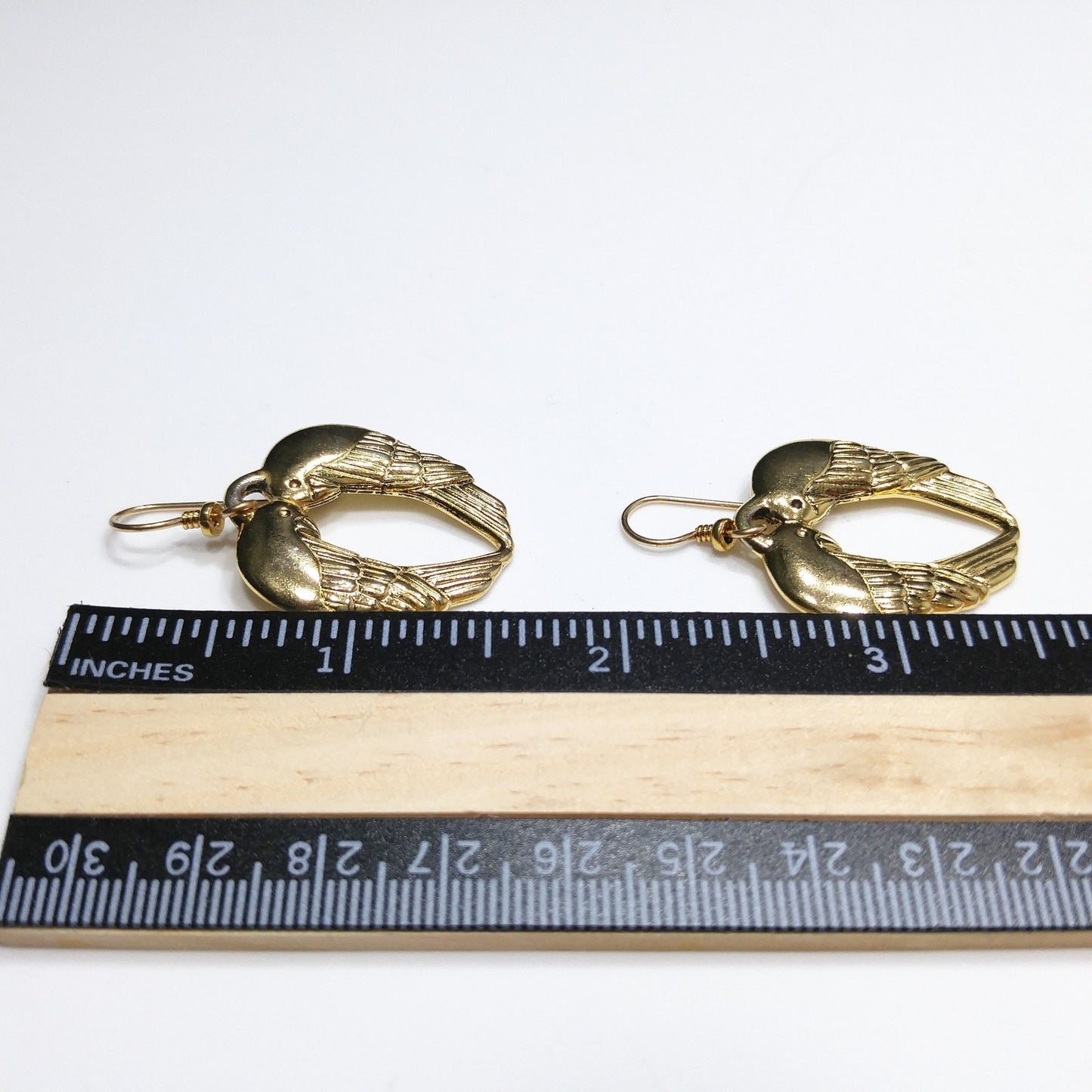 Vintage Laurel Burch Song Sparrows Earrings, Gold Plated
