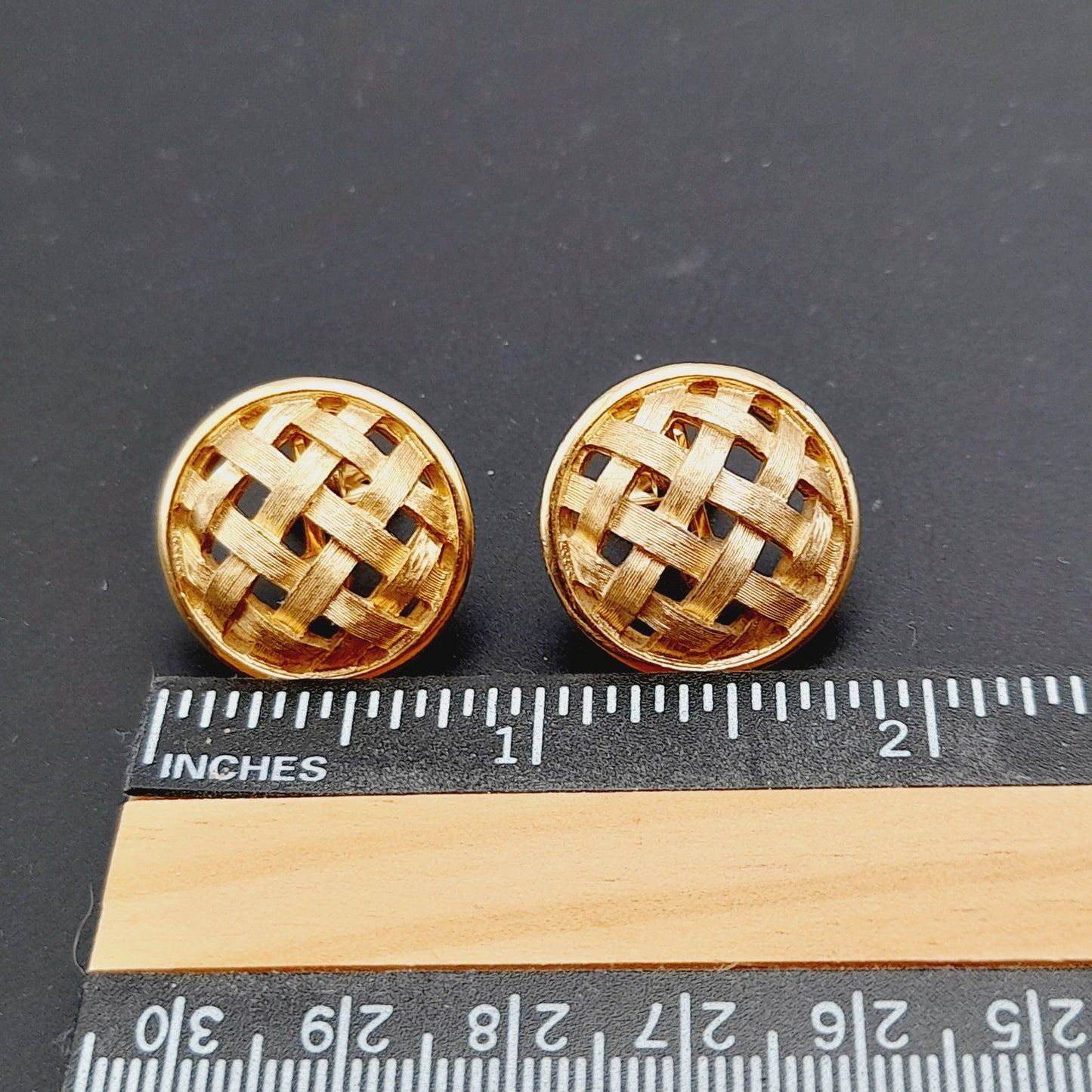 Vintage Crown Trifari Basketweave Clip Earrings – Gold Plated Designer Jewelry