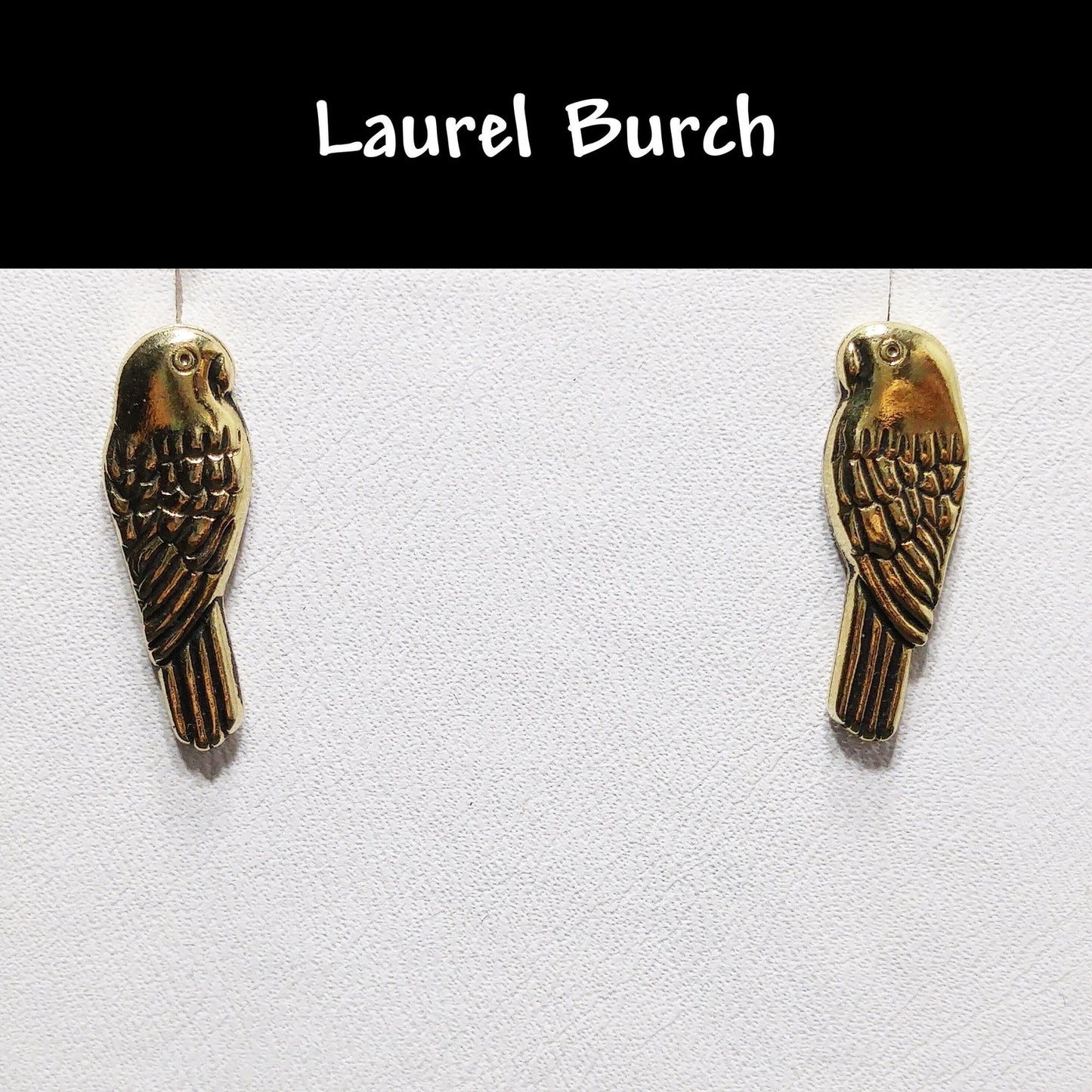 Laurel Burch Lorikeets Post Earrings, Gold Plated, 1980s Vintage Jewelry