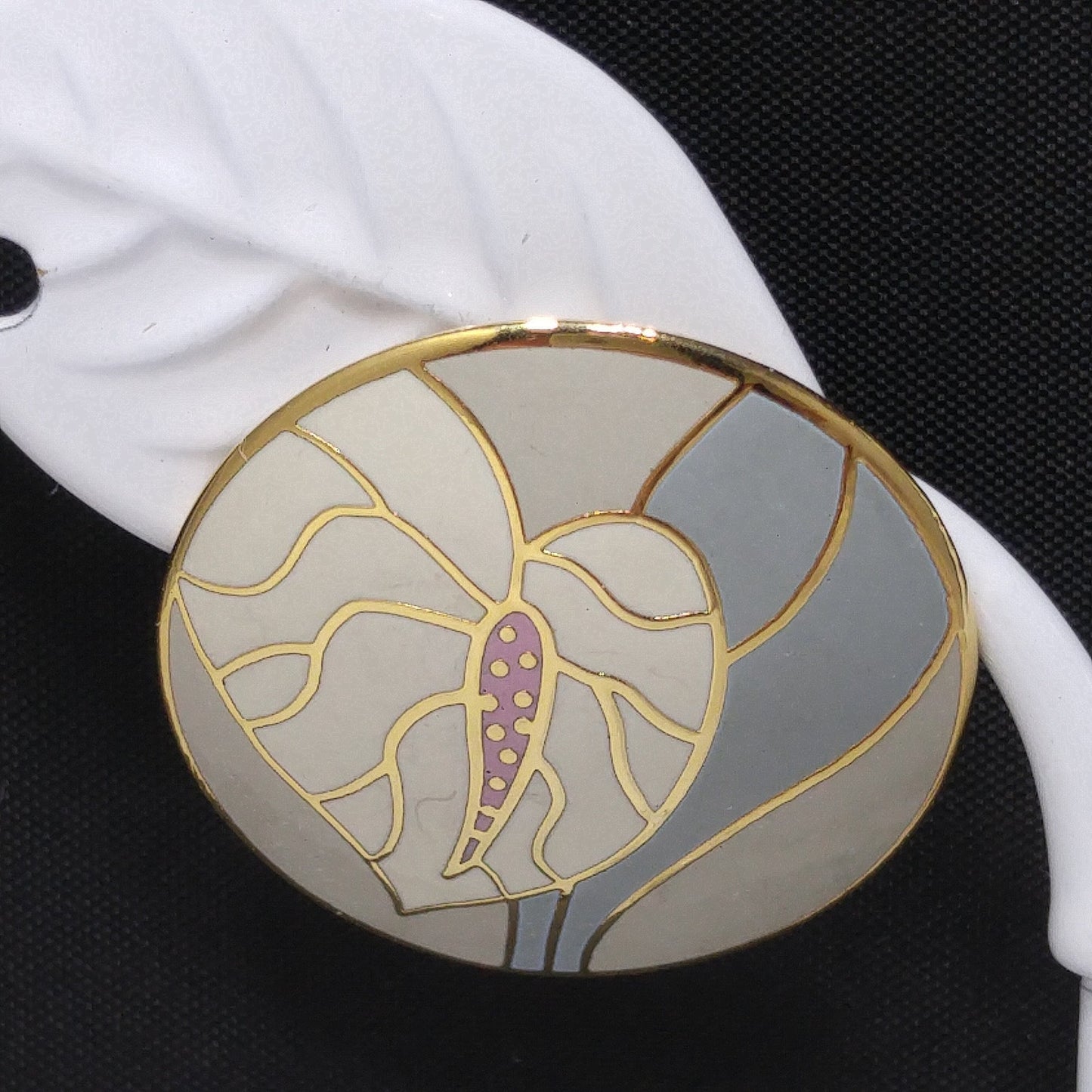 Laurel Burch Antherium Floral Post Earrings, Gold Plated, 1980s Vintage Jewelry