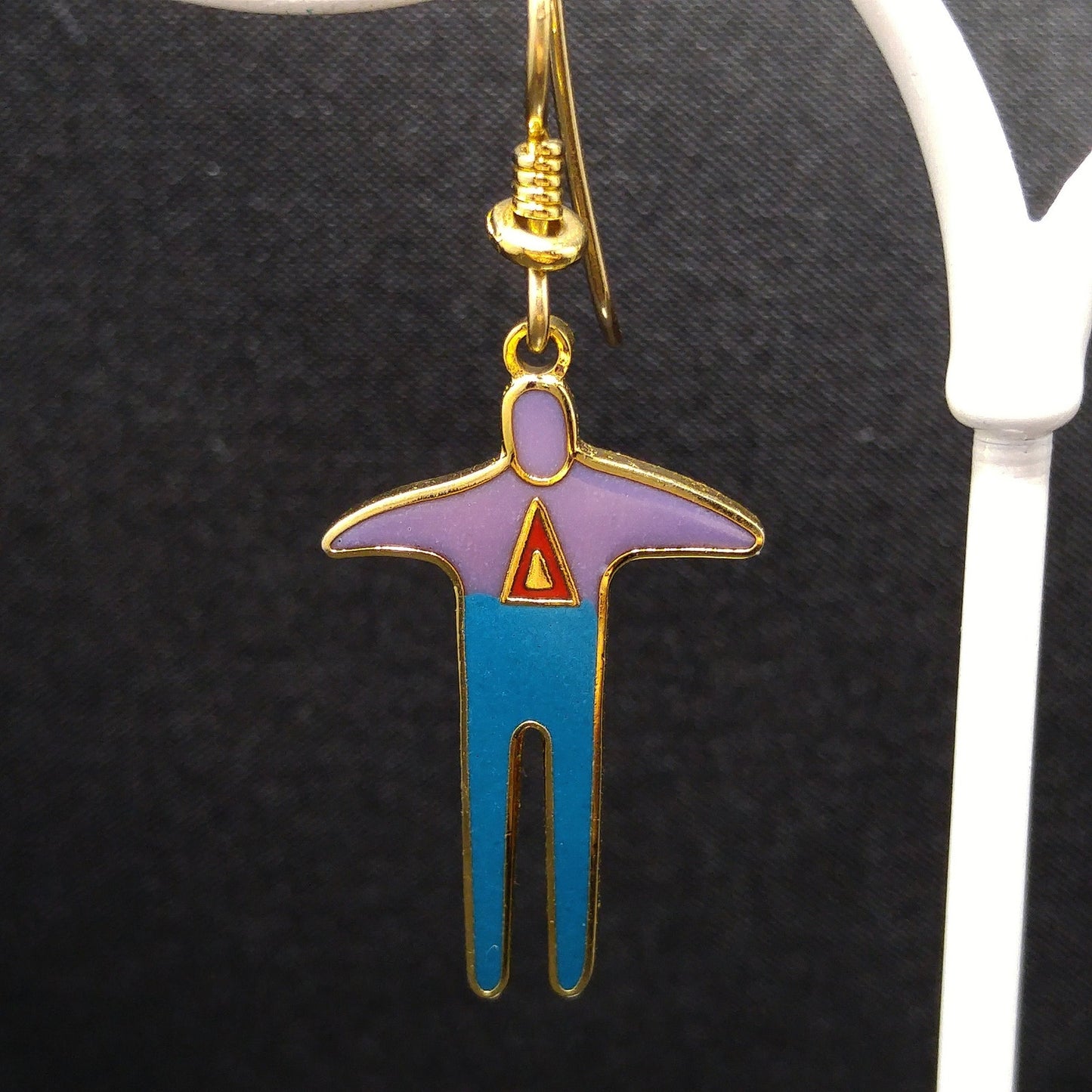 Vintage Laurel Burch Person Enamel 1980s Earrings, Gold Plated