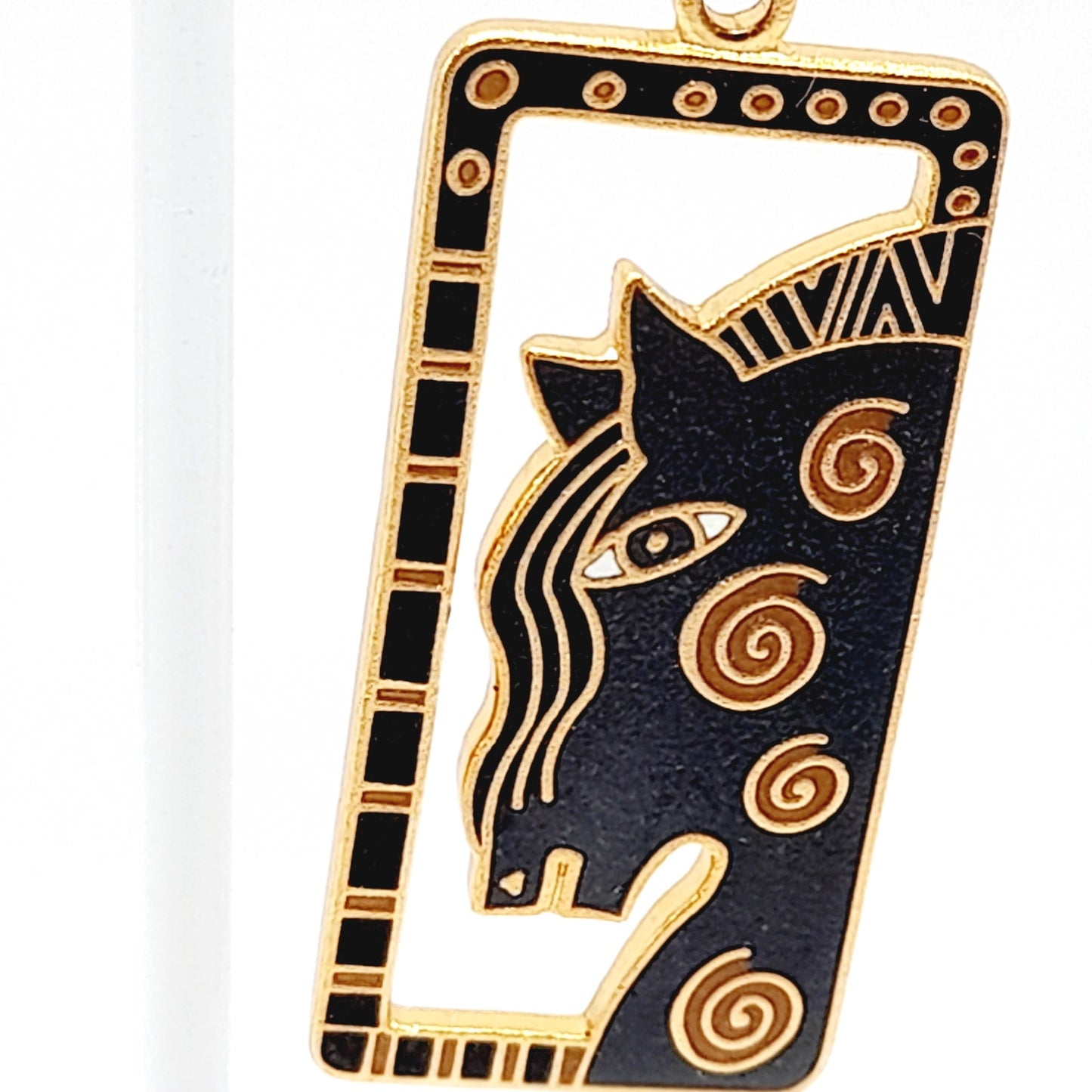 Vintage Laurel Burch Mare Horse Earrings, Gold Plated Dangles, 2 1/8 Inches