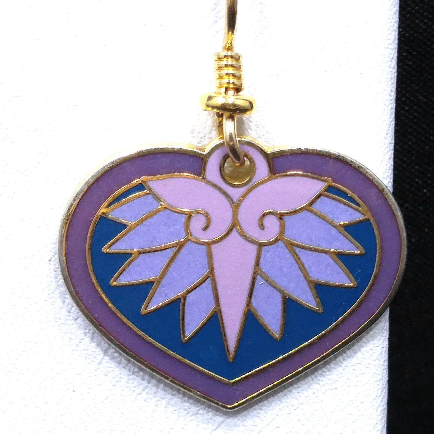 Vintage Laurel Burch "Hollyhock" Floral Earrings, Gold Plated Enamel Pink Purple
