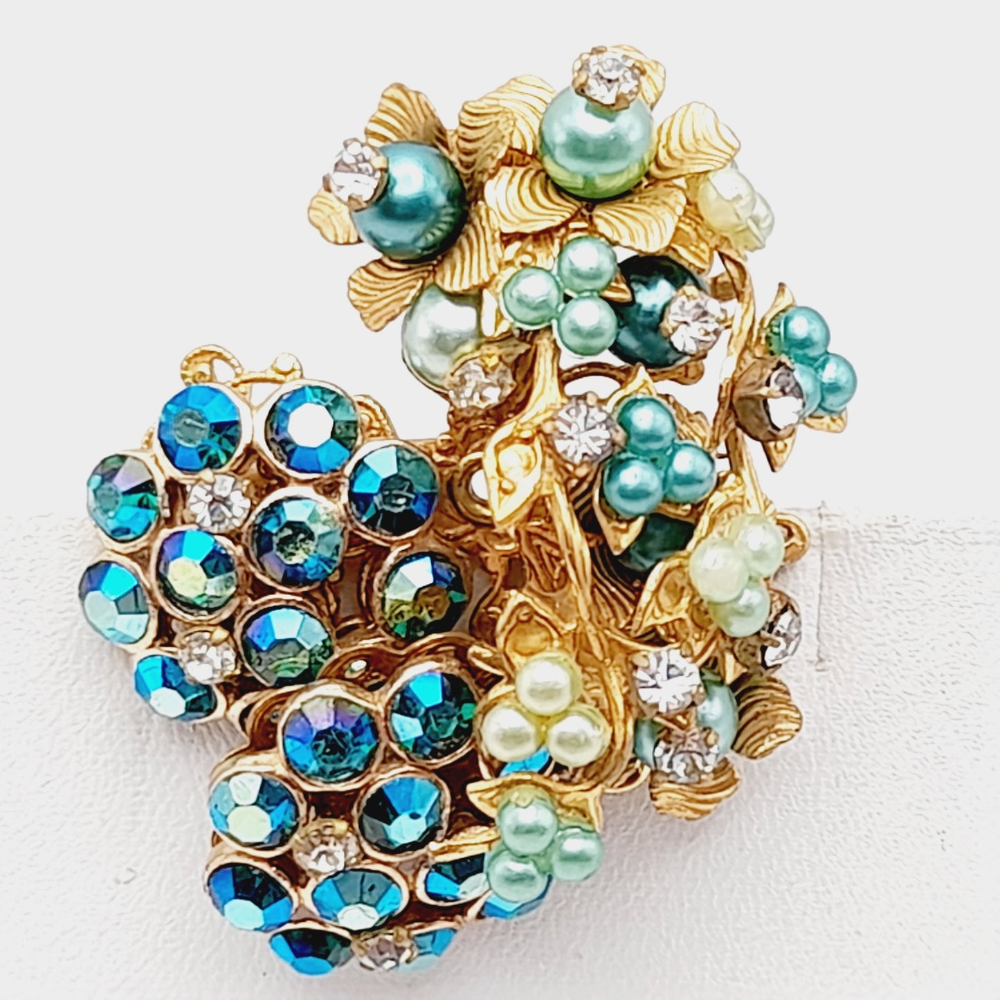 Vintage Miriam Haskell Robert Style 1940s 1950s Floral Rhinestone Brooch
