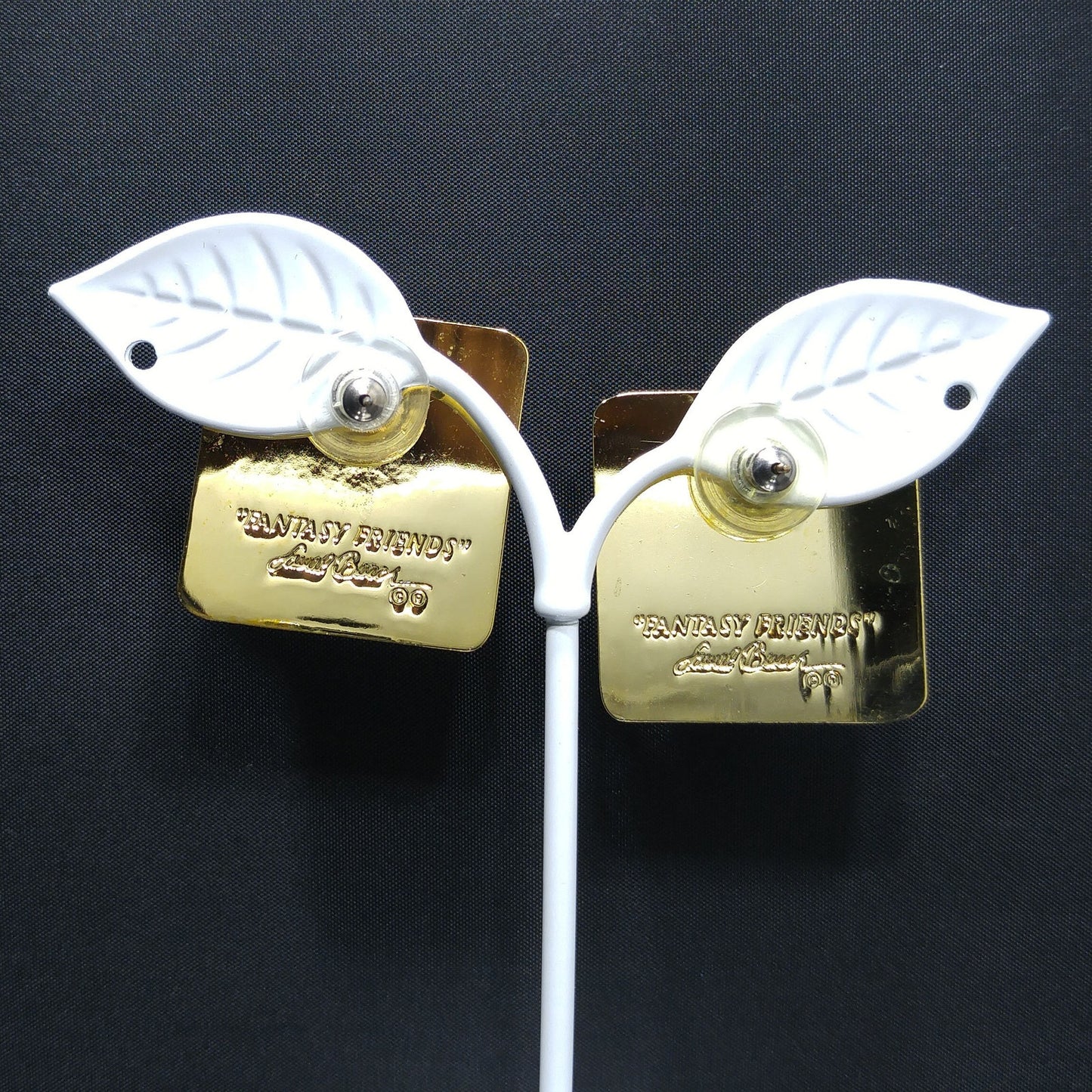 Laurel Burch "Fantasy Friends" Post Earrings, Gold Plated, 1980s Vintage Jewelry