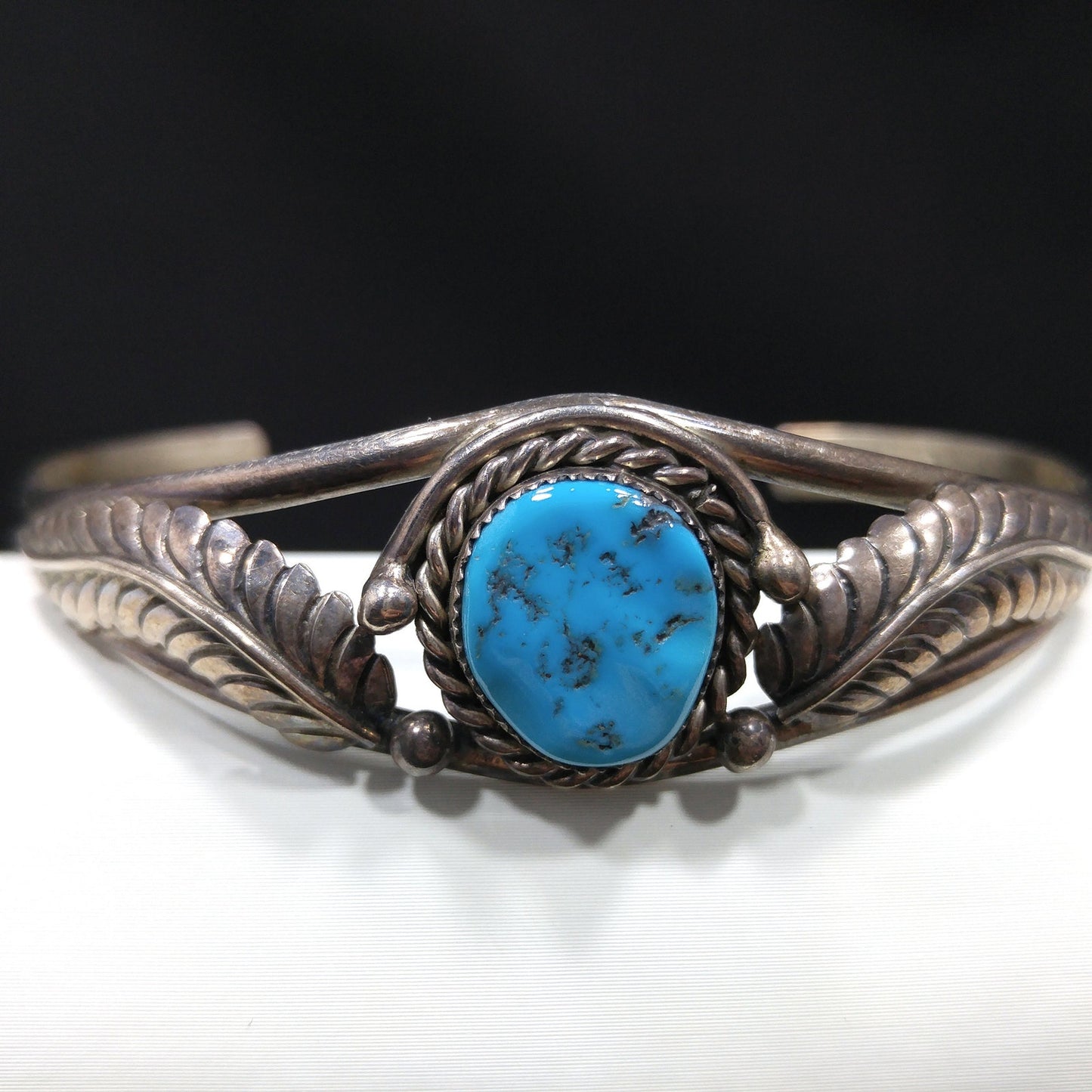 Navajo S. Dickens Cuff Bracelet, Sterling Silver Gemstone, Vintage Jewelry
