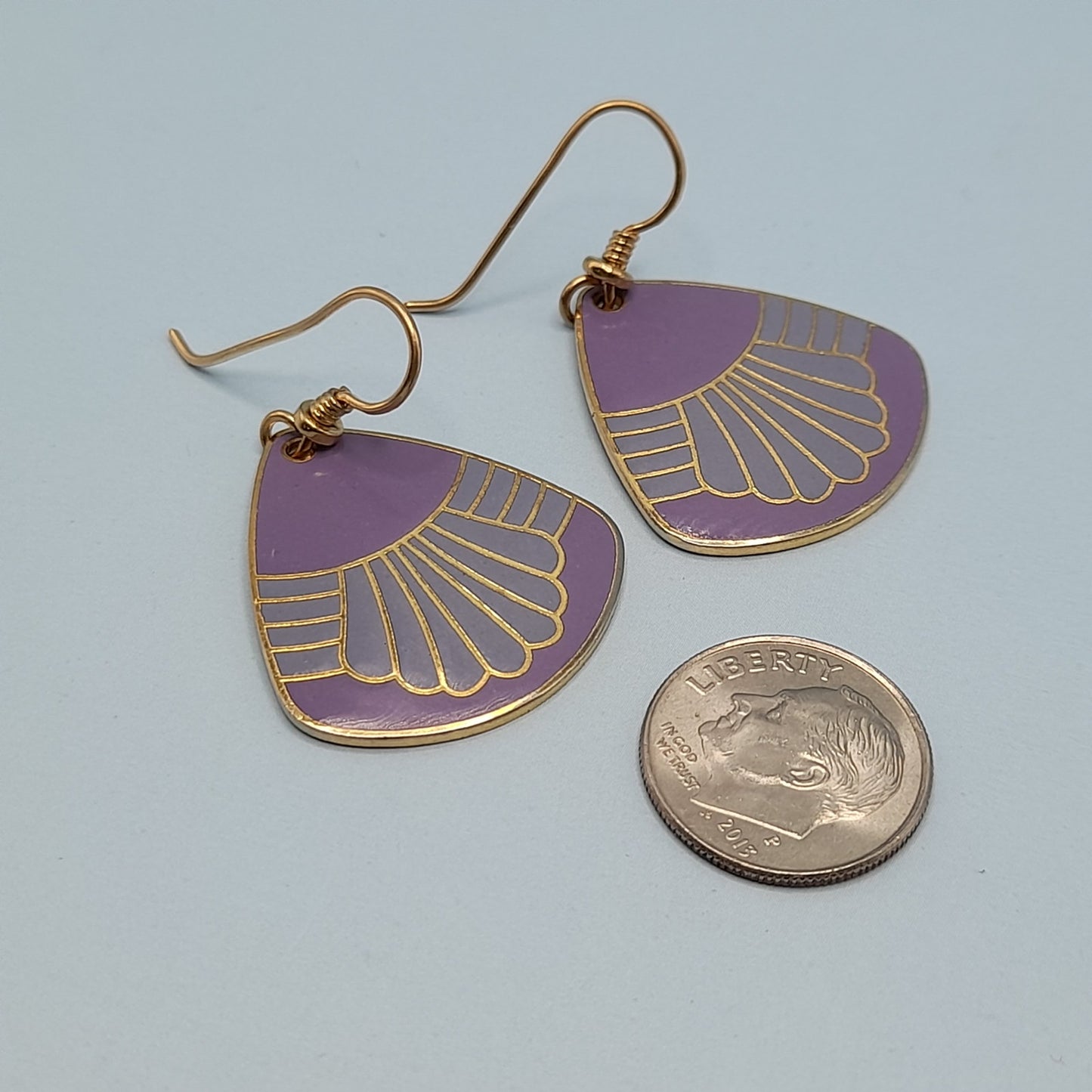 Vintage Laurel Burch Gold Plated Purple Waterfall Earrings
