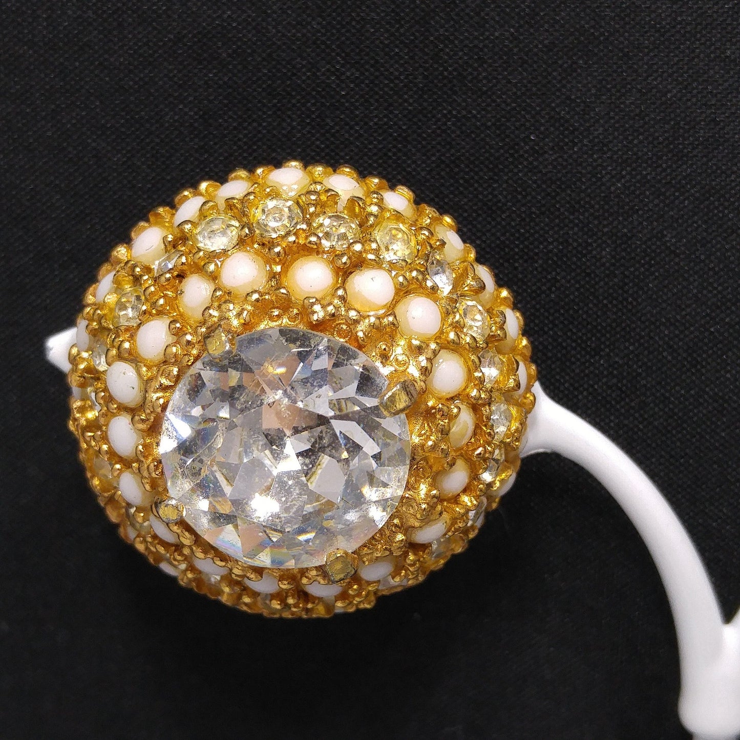 Vintage Hattie Carnegie Large Rhinestone Clip Earrings, Gold Plated, 1960s