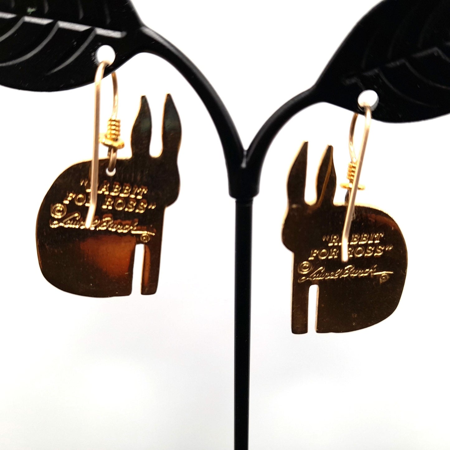 Laurel Burch "Rabbit For Ross" Earrings, Enamel Cloisonne Gold Plated, 1980s