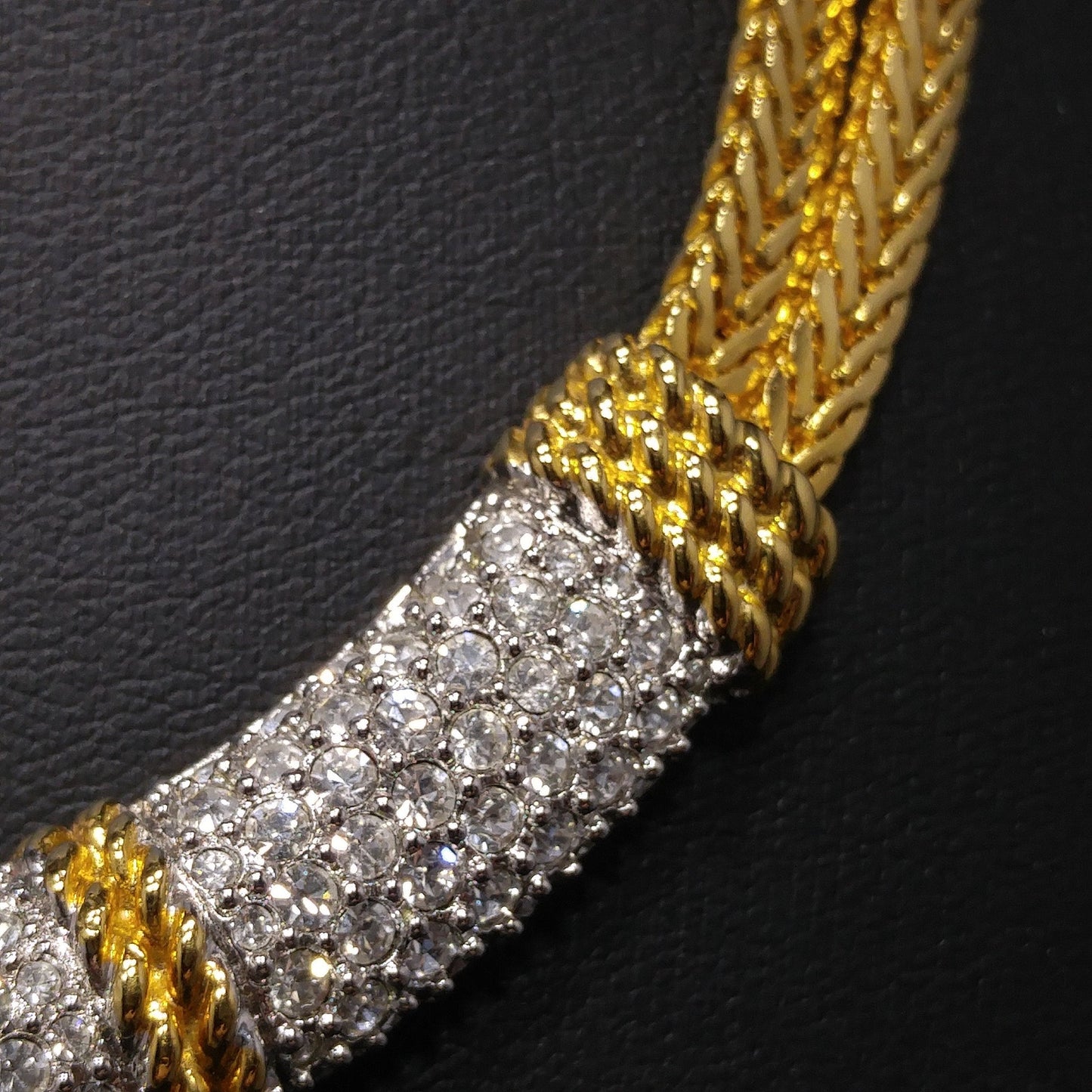 Vintage Swarovski Necklace & Bracelet Set – Gold Plated, Clear Crystals, 1980s–1990s
