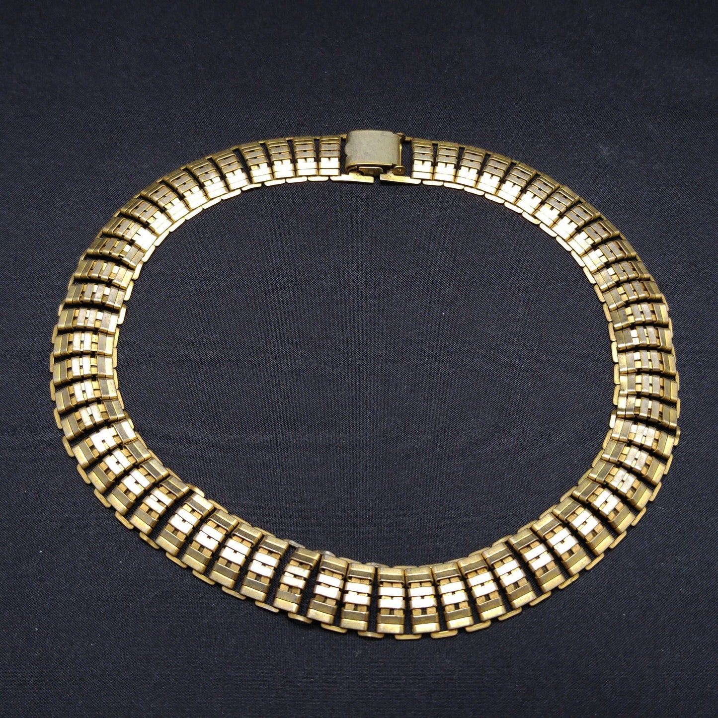 Vintage Brass Chain Choker Necklace, Traces of Vermeil, 1930s Vintage Jewelry