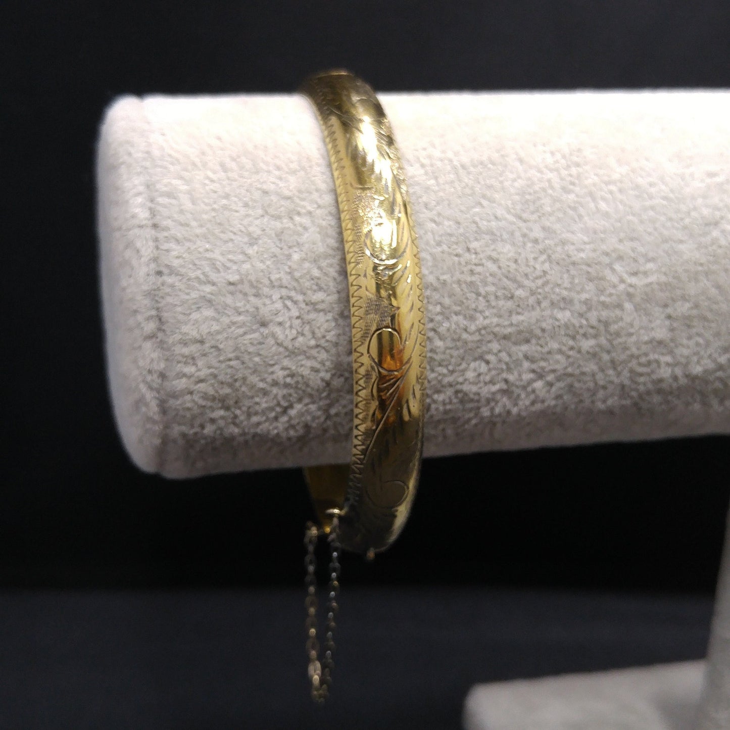 Vermeil Sterling Embossed Hinged Bracelet, Stamped 925, 1940s Vintage Jewelry