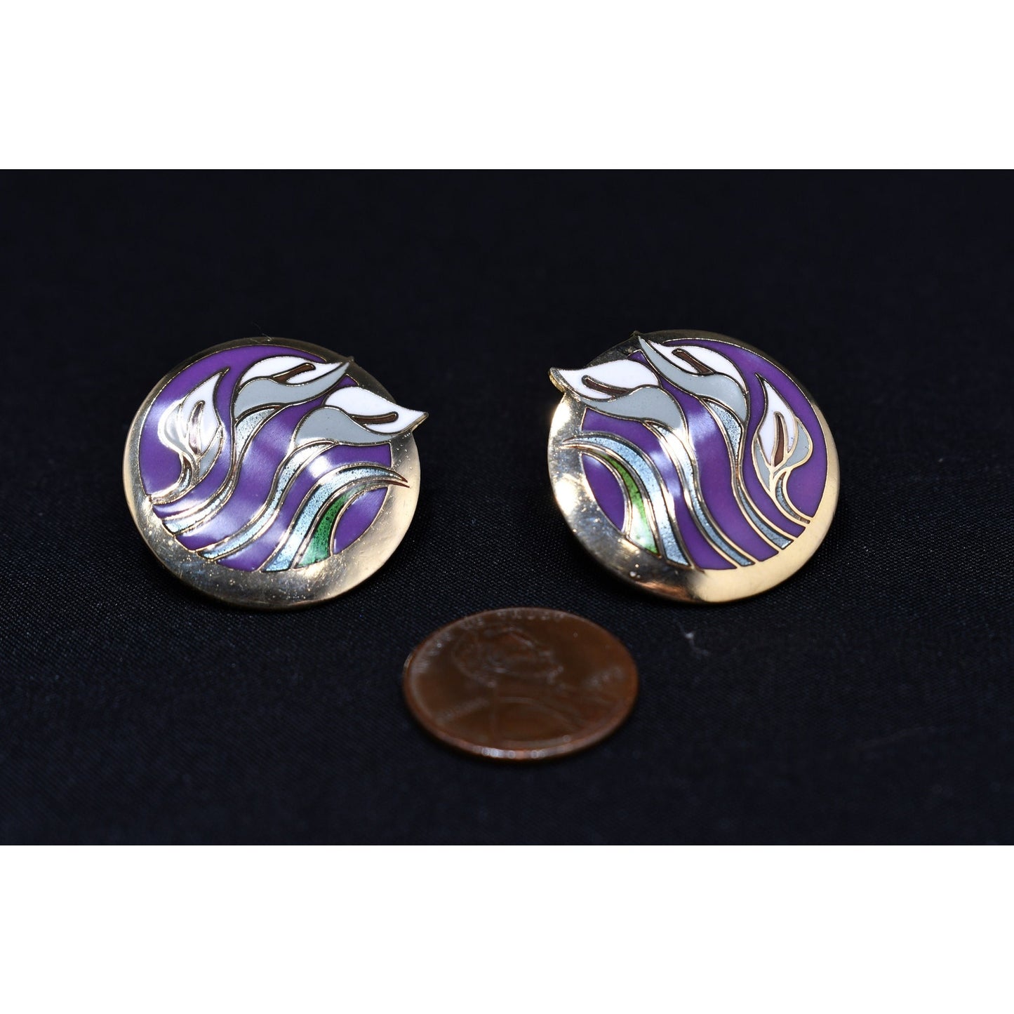 Laurel Burch "Lilies For Les" Floral Post Earrings, Gold Plated, 1980s