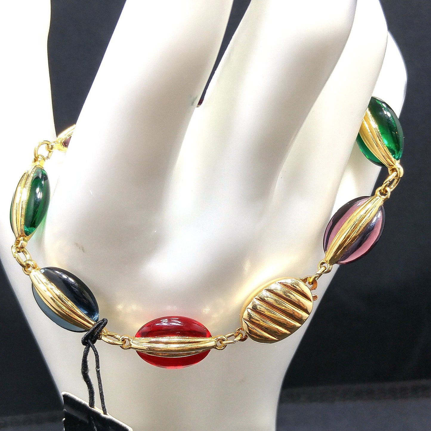 Swarovski Bracelet Multicolored Crystals, Gold Plated, Swan Logo