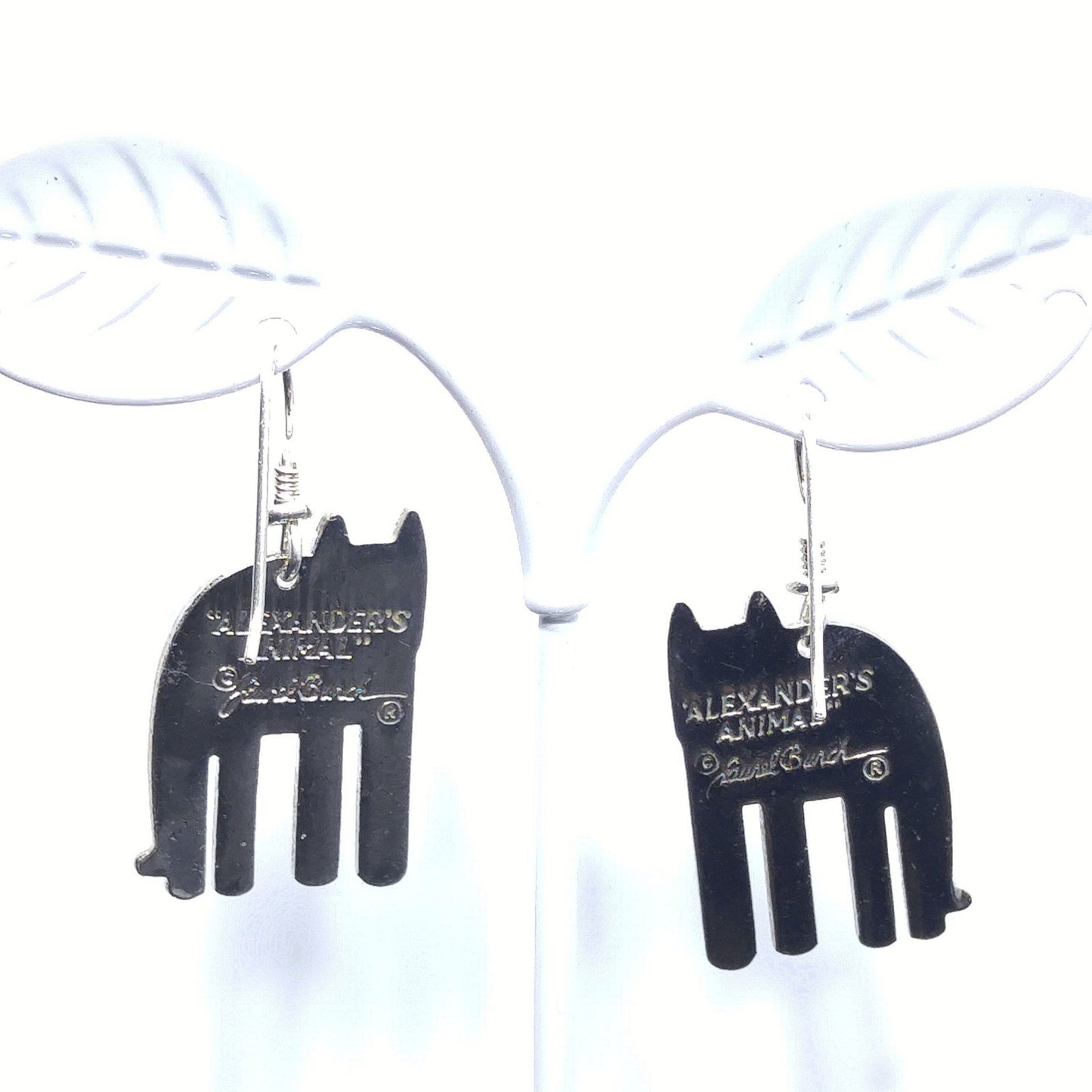 Laurel Burch "Alexander's Animal" Cat Earrings, Gold Plated, 1980s Vintage