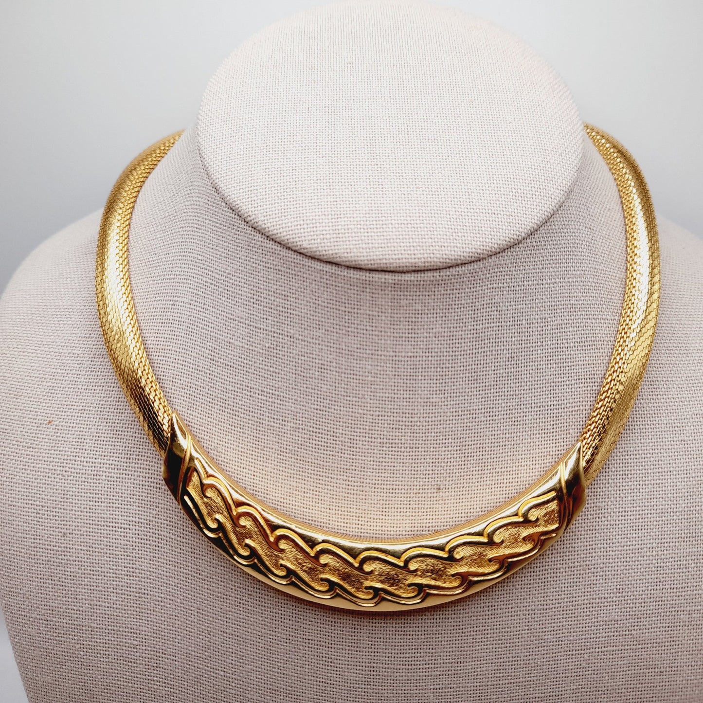 Vintage Christian Dior Mesh Choker Gold Plated Necklace