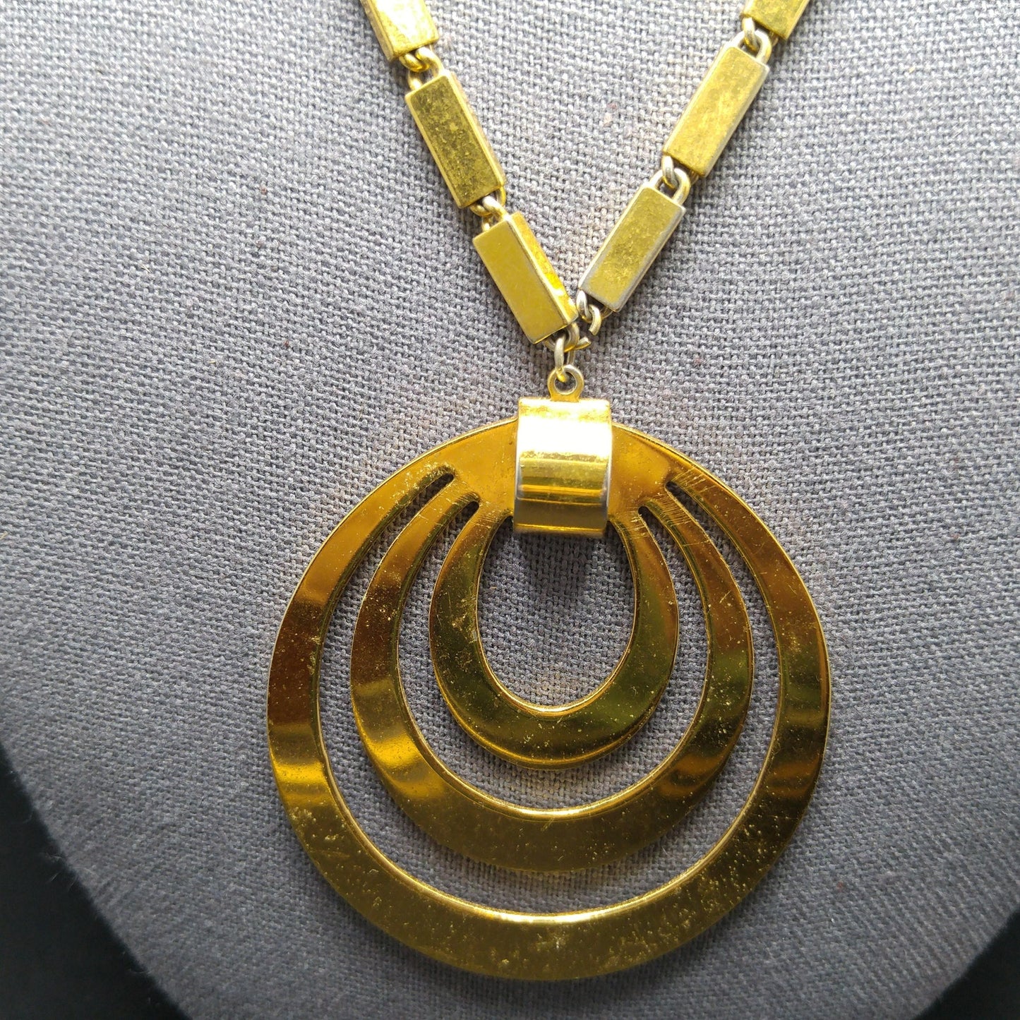 Monet Pendant Necklace, Gold Plated, Book Piece, 1960s Vintage Jewelry