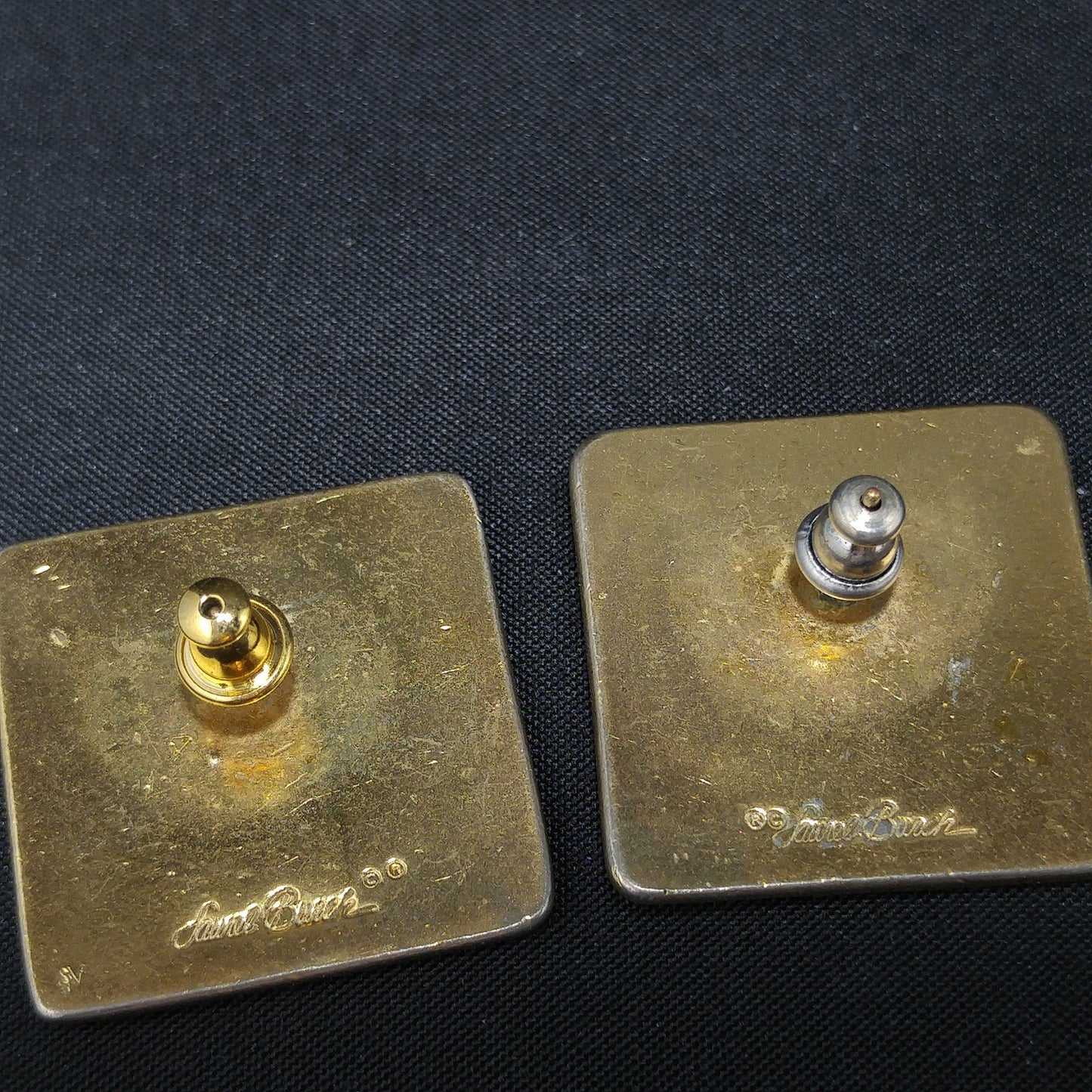 Laurel Burch Ancient Ancestors Post Earrings, Gold Plated, 1980s Vintage Jewelry