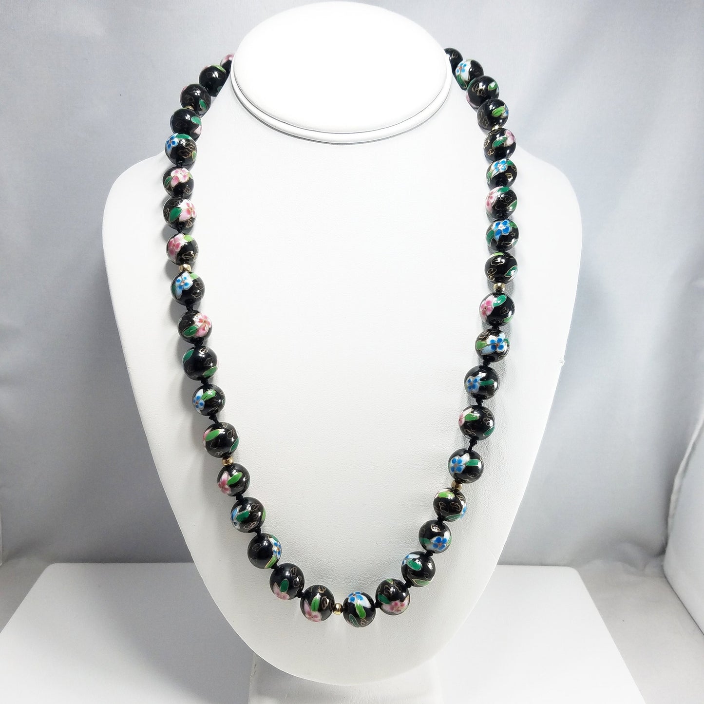Vintage Chinese Hand Knotted Beaded Necklace, Imported 1960s