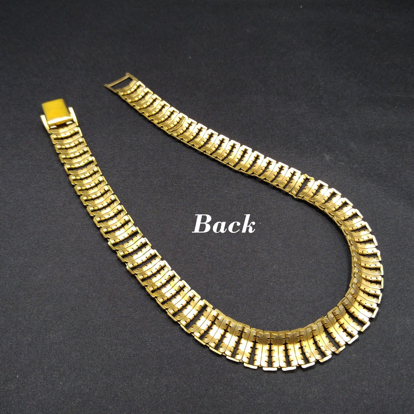 Vintage Brass Chain Choker Necklace, Traces of Vermeil, 1930s Vintage Jewelry
