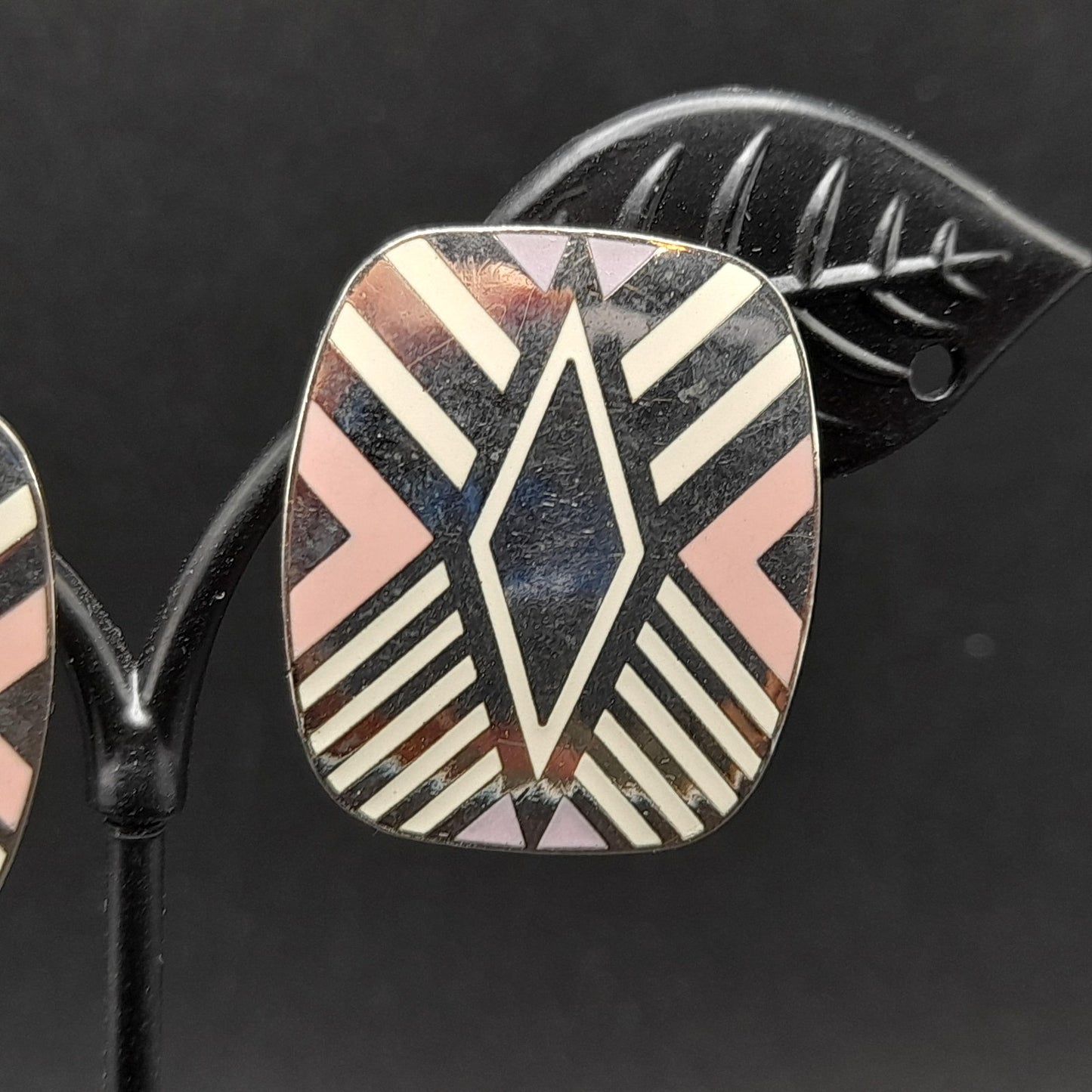 Vintage Laurel Burch "Quintessence" Post Earrings, Rhodium Plated