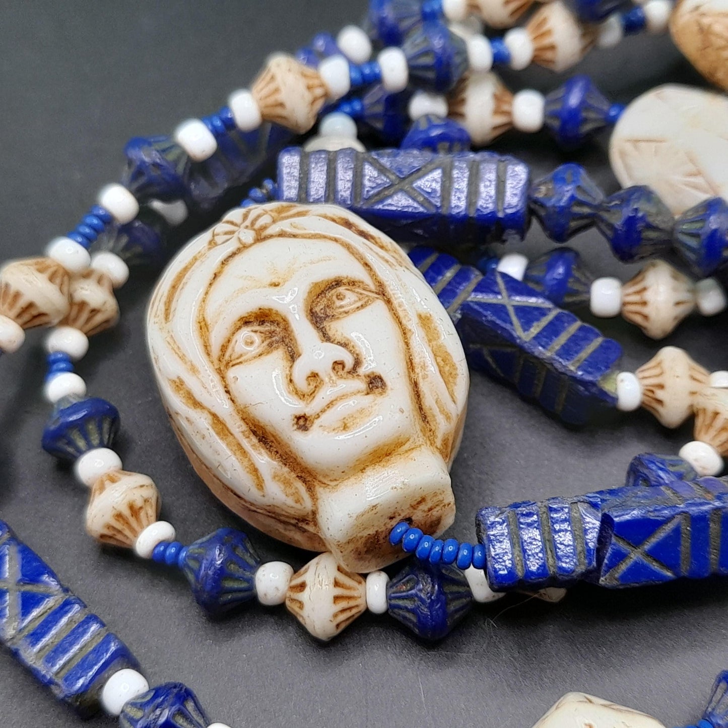Neiger Brothers Czech Bead Necklace, Art Deco, Uranium Glass, 1920s Vintage Jewelry