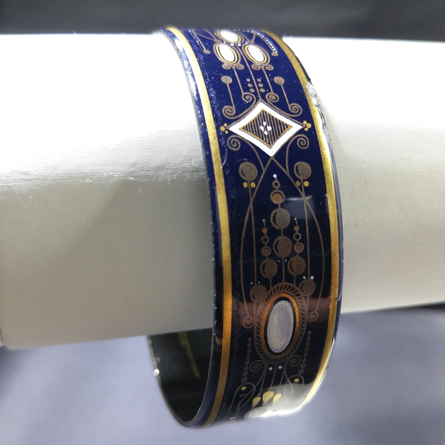 Michaela Frey Wide Enamel Bangle Bracelet, Made in Austria, 1970s Vintage Jewelry