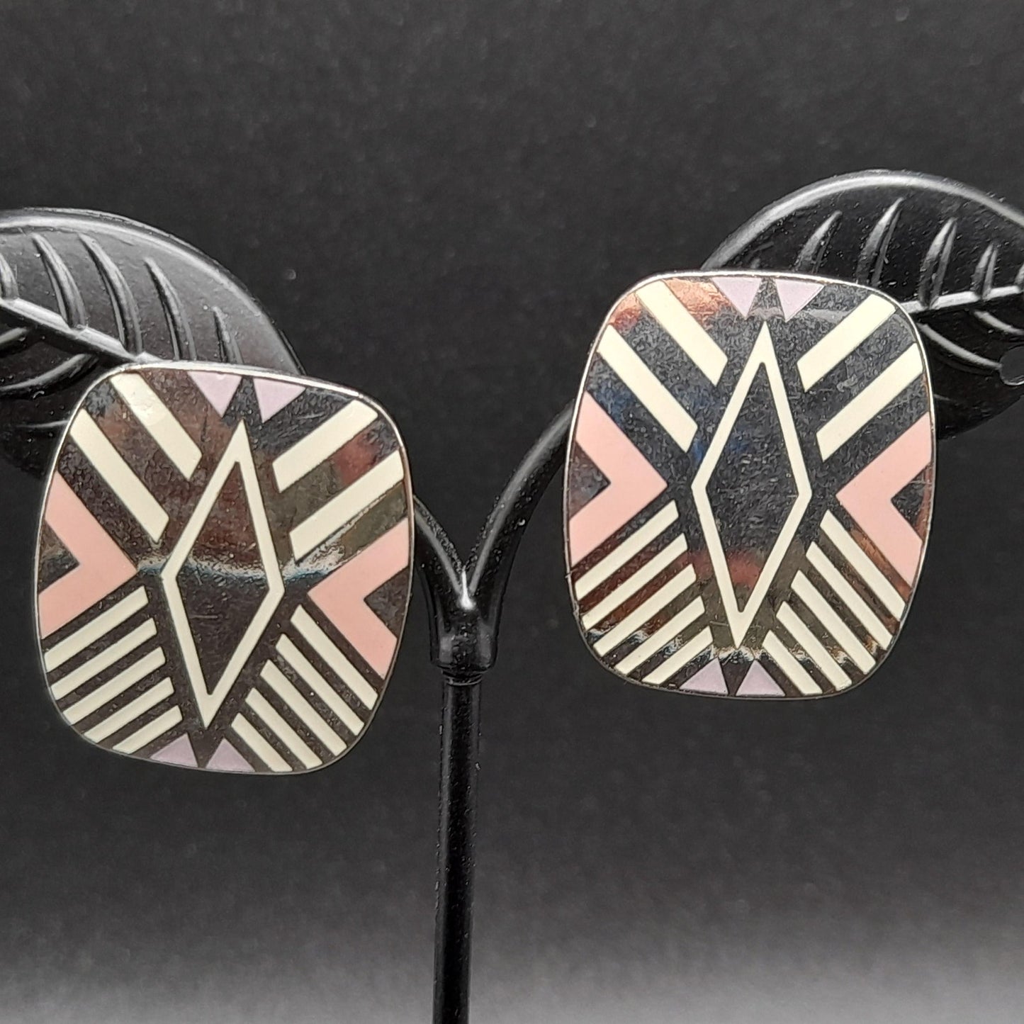 Vintage Laurel Burch "Quintessence" Post Earrings, Rhodium Plated