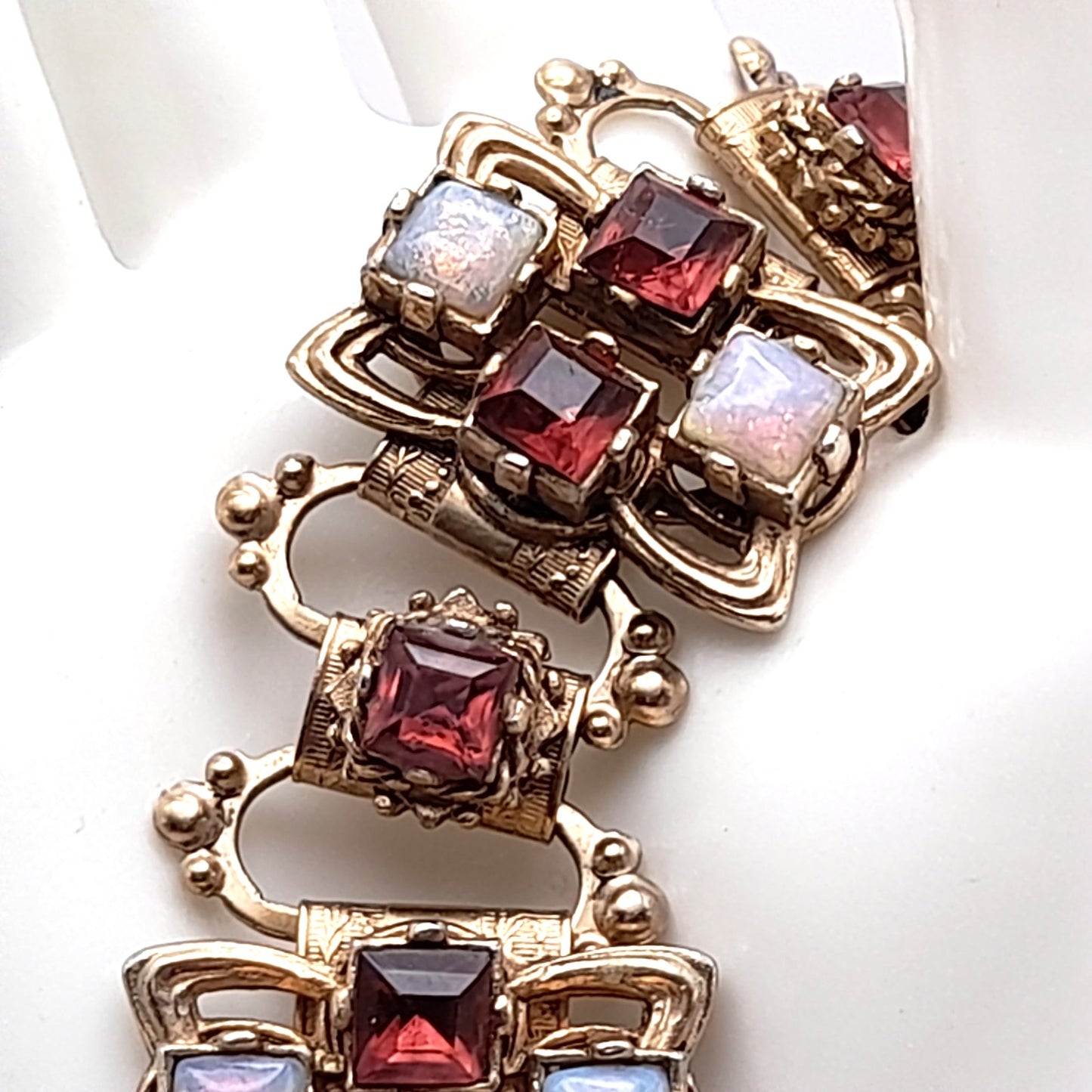 Vintage Purple Opalescent Cabochon Book Chain Bracelet