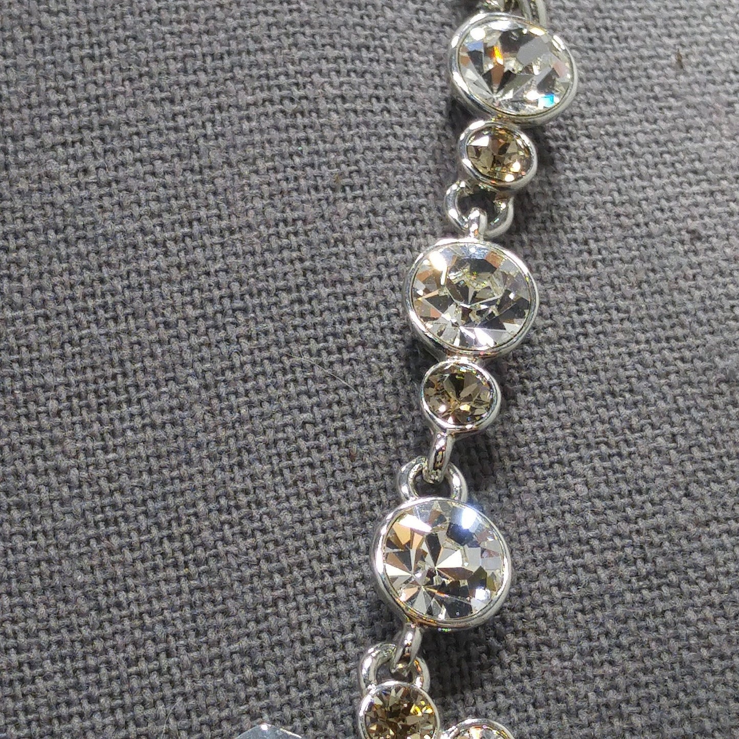 Givenchy Smoky Rhinestone Choker Necklace – 1990s Vintage Jewelry, Rhodium Plated Adjustable Length 16–19 Inches