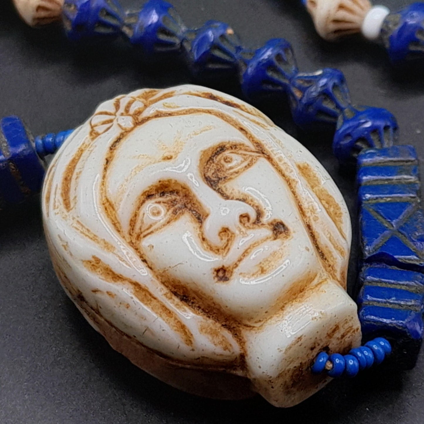 Neiger Brothers Czech Bead Necklace, Art Deco, Uranium Glass, 1920s Vintage Jewelry