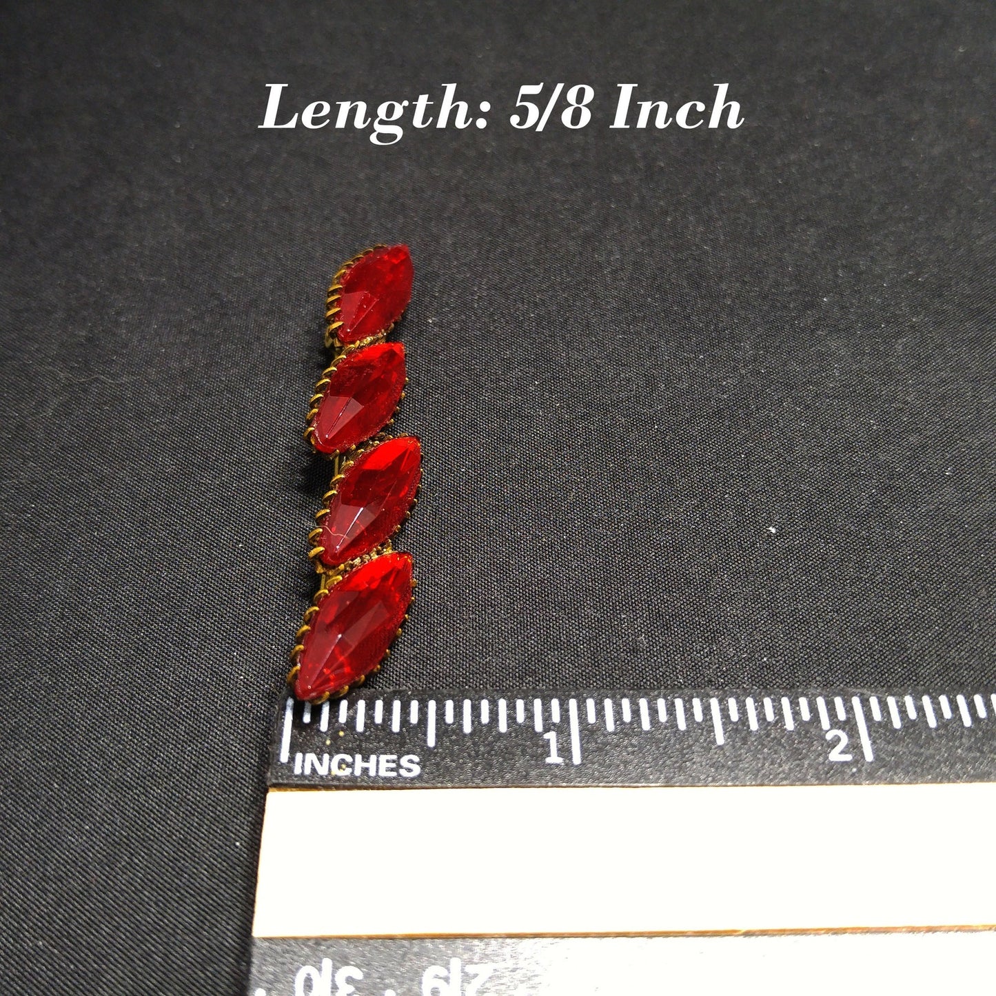 Victorian Red Rhinestone Bar Brooch, Dogtooth Prongs, 1900s Antique Jewelry